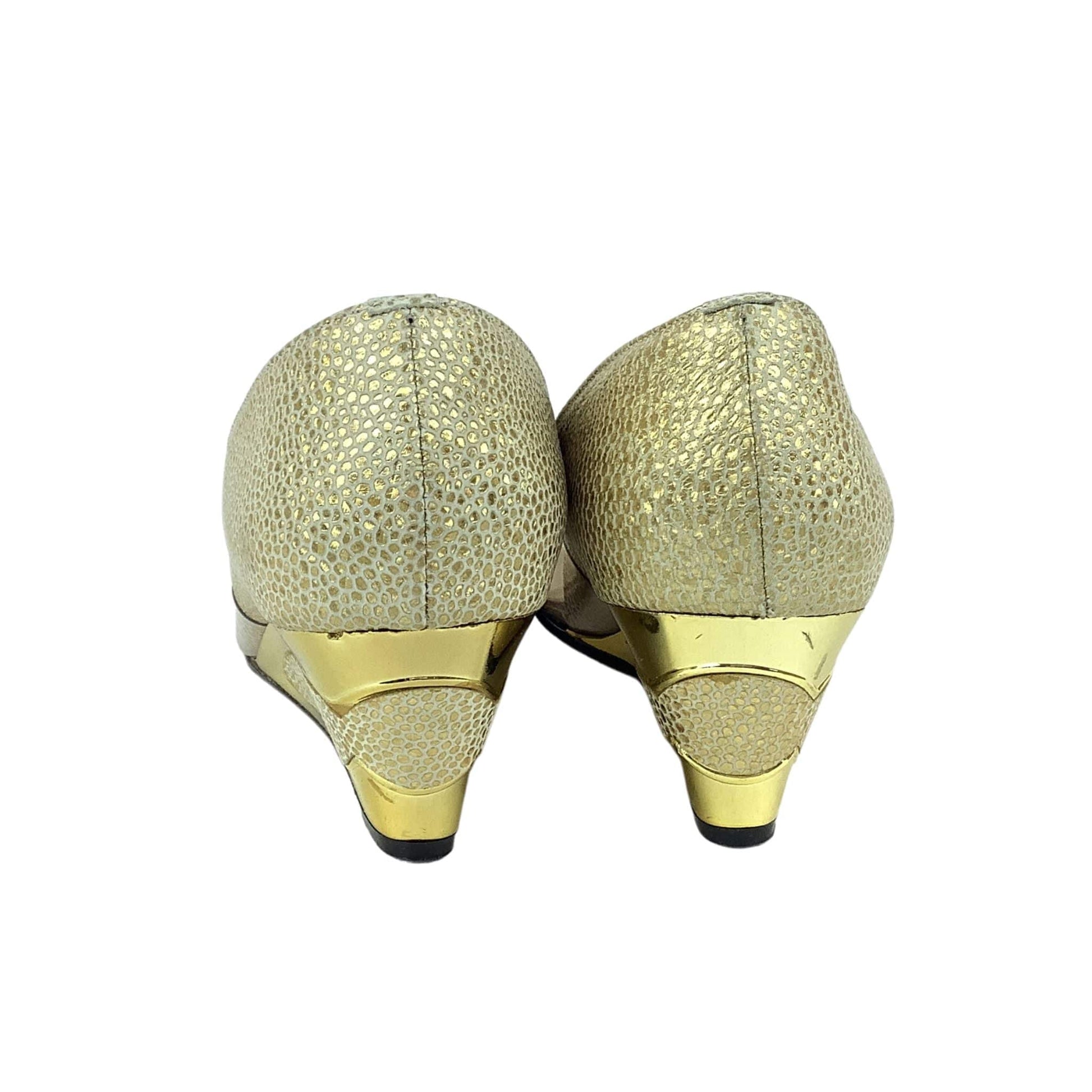 Metallic Gold Wedge Heels