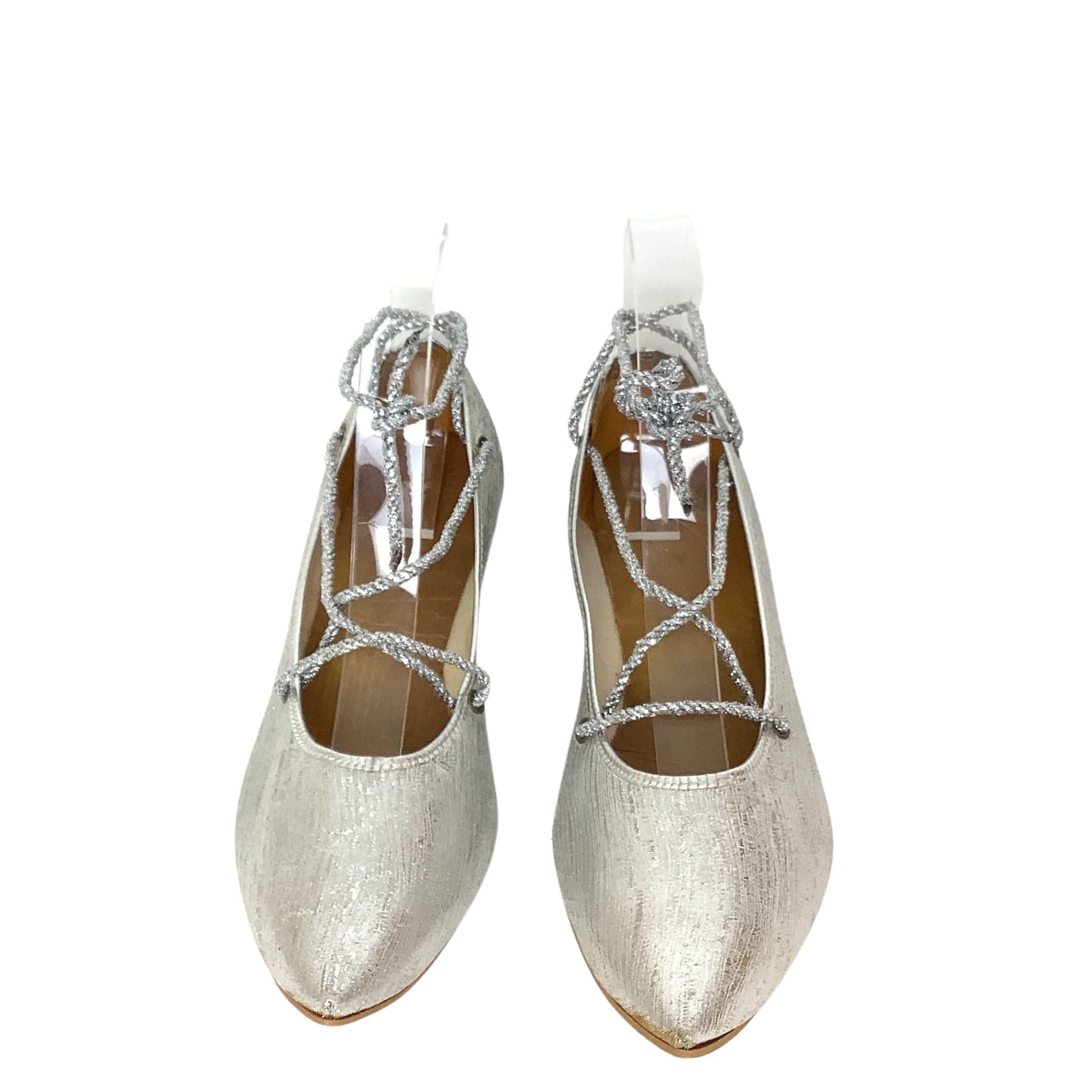 Metallic Silver Laced Flats 7 / Silver / Vintage 1950s