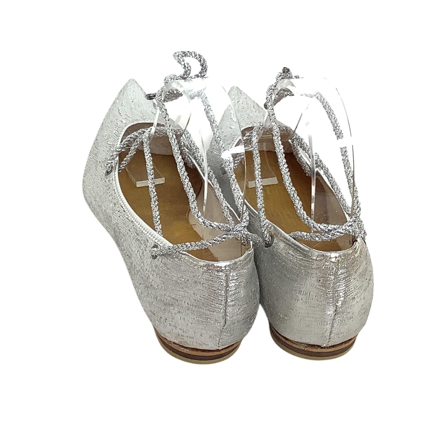 Metallic Silver Laced Flats 7 / Silver / Vintage 1950s