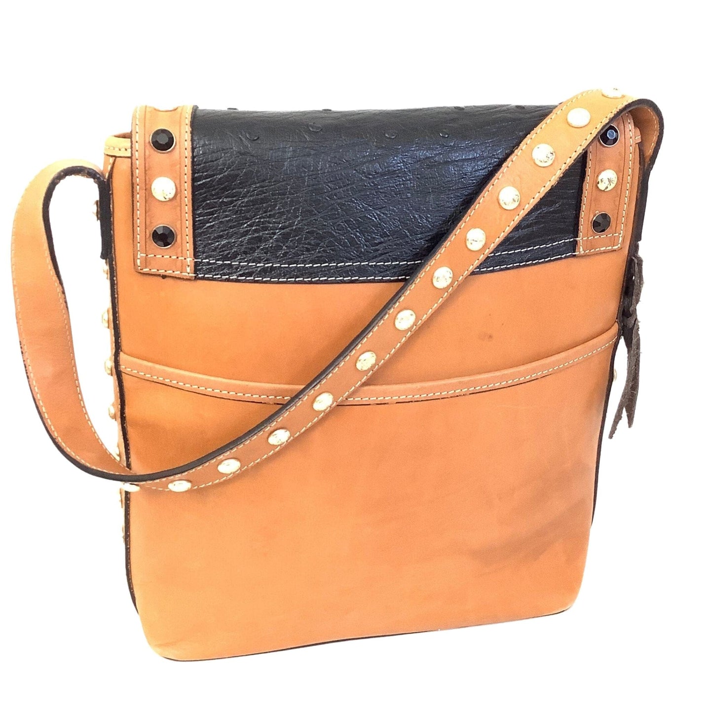 Black Tooled Leather Shoulder Bag