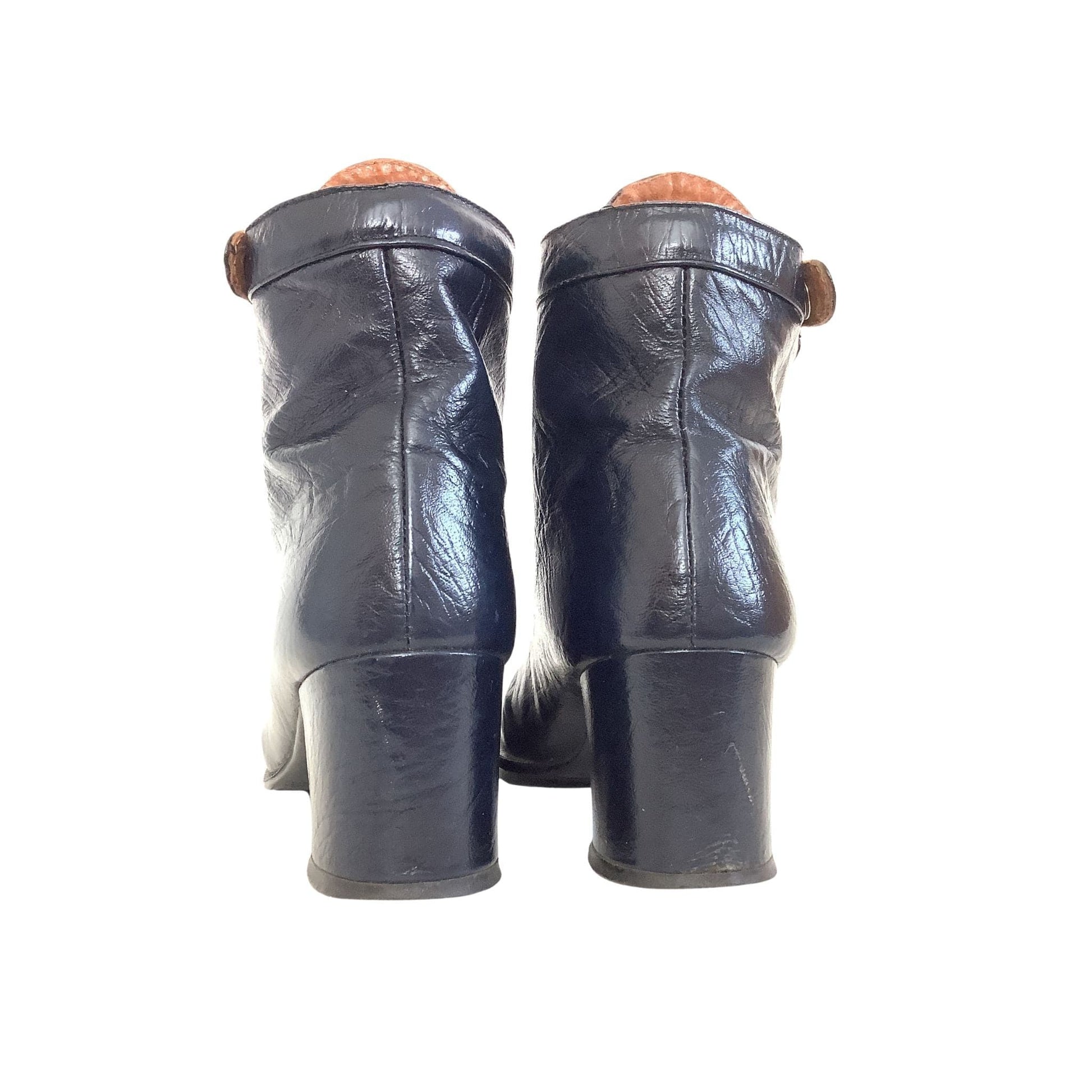Navy Blue Aigner Booties view of back