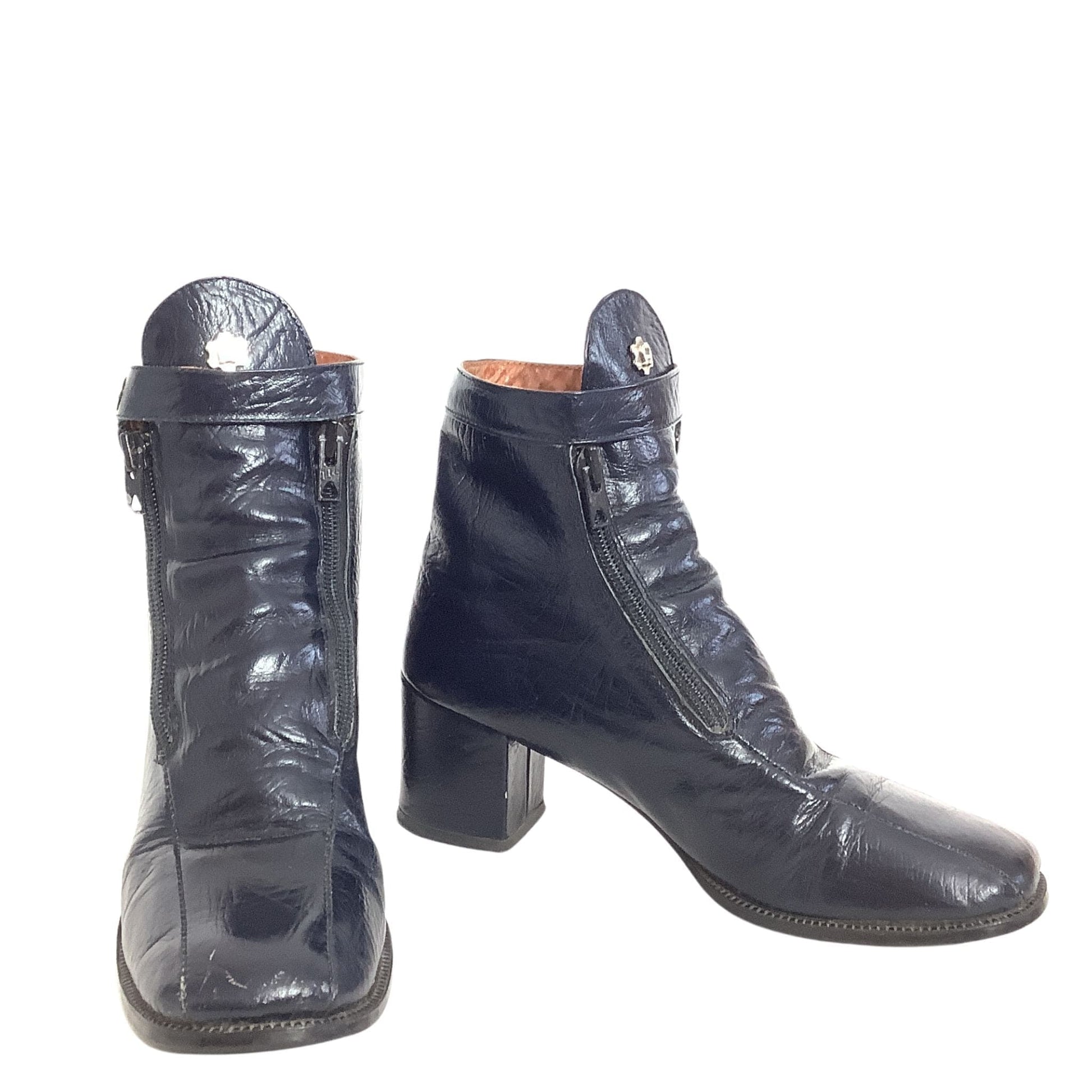 Navy Blue Aigner Booties front side view