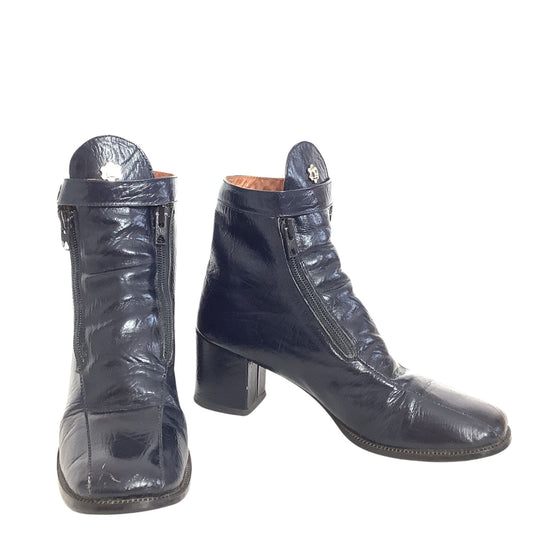 Navy Blue Aigner Booties front side view