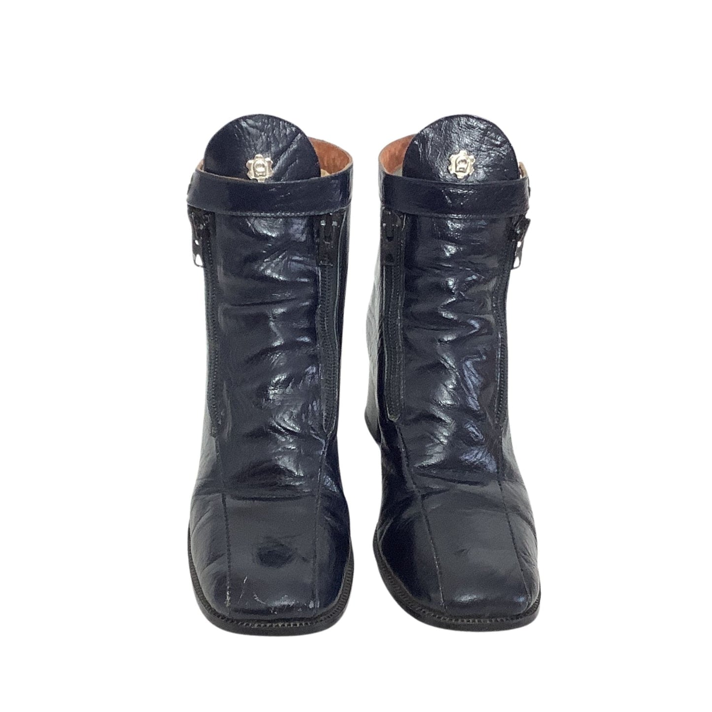 Navy Blue Aigner Booties view of front
