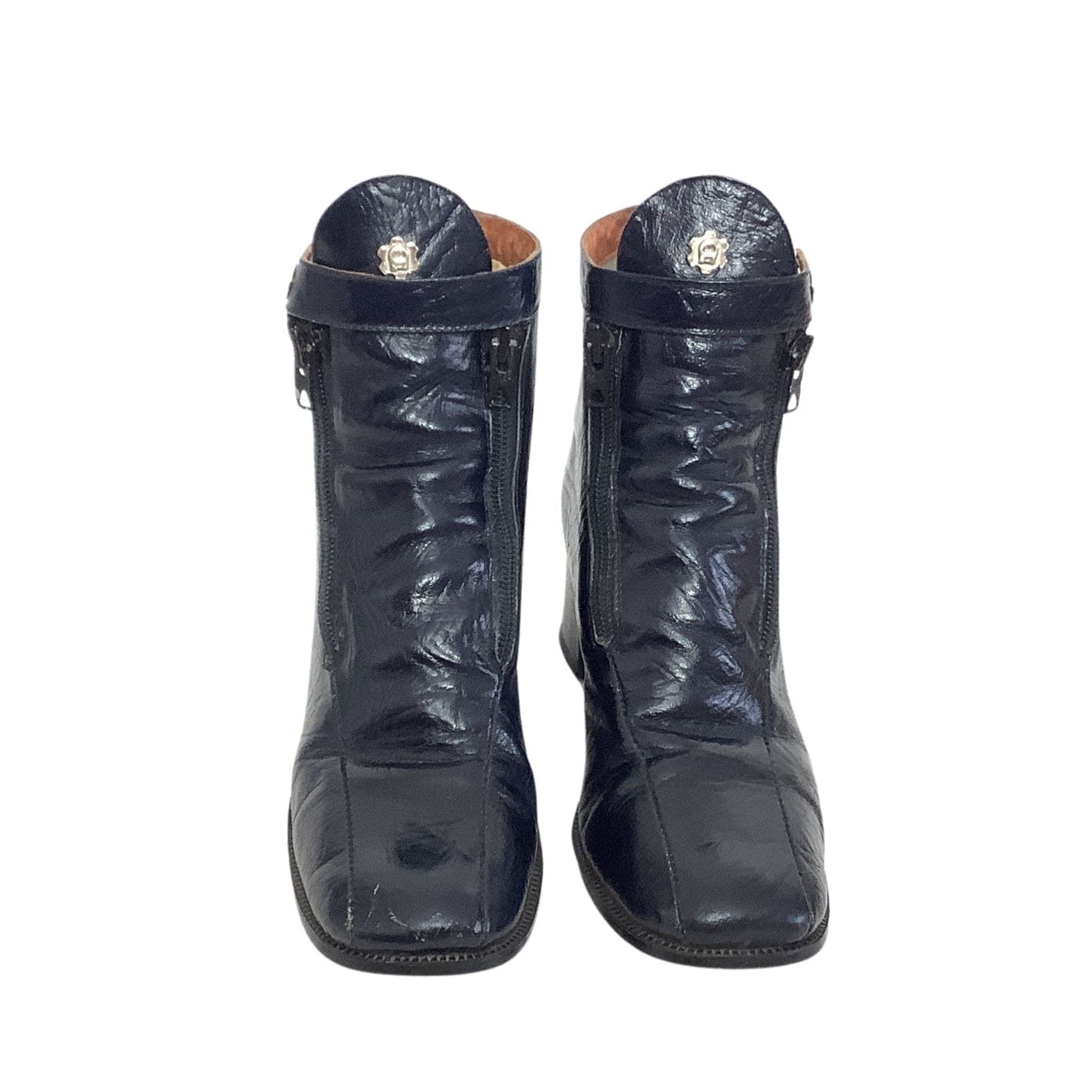 Navy Blue Aigner Booties view of front