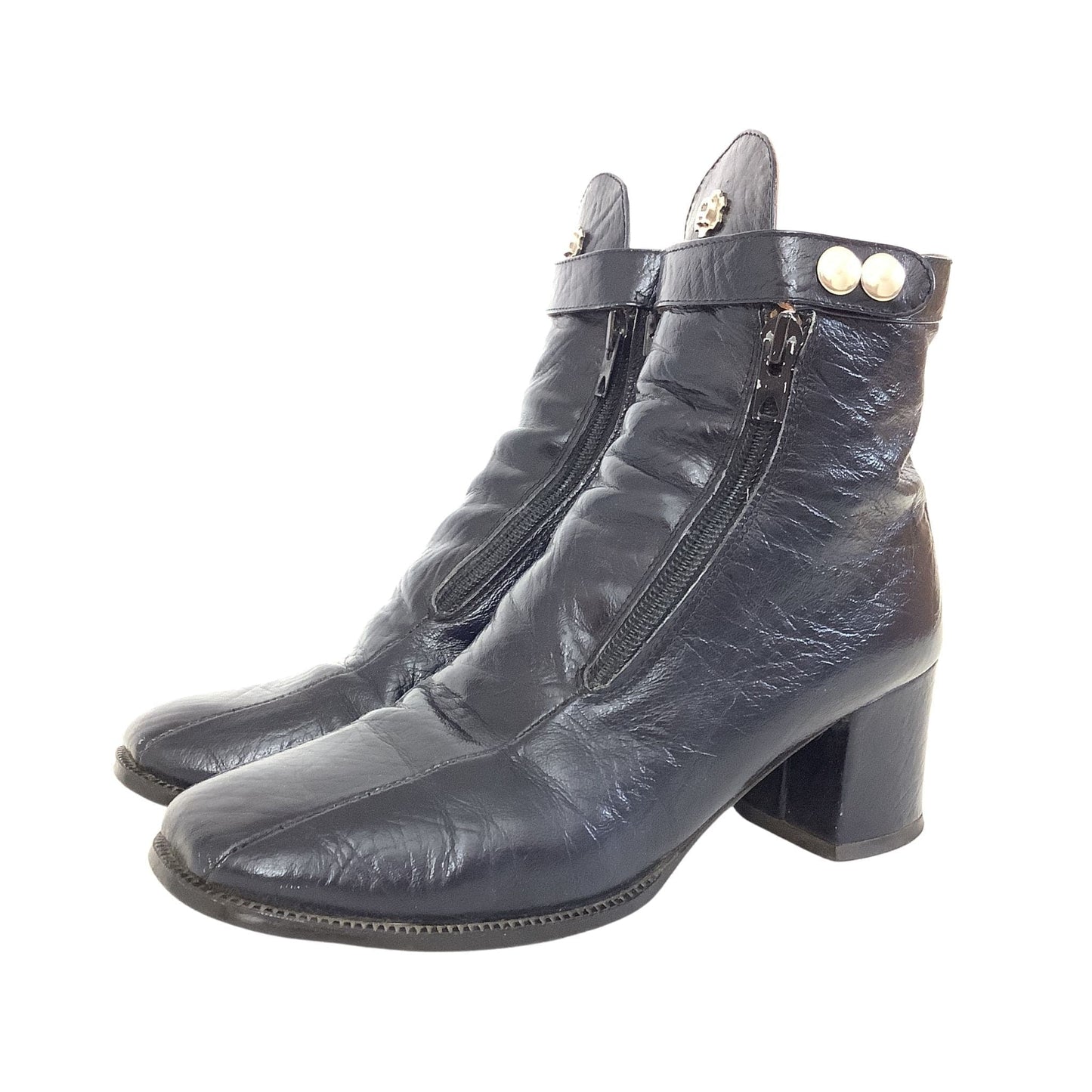 Navy Blue Aigner Booties side view