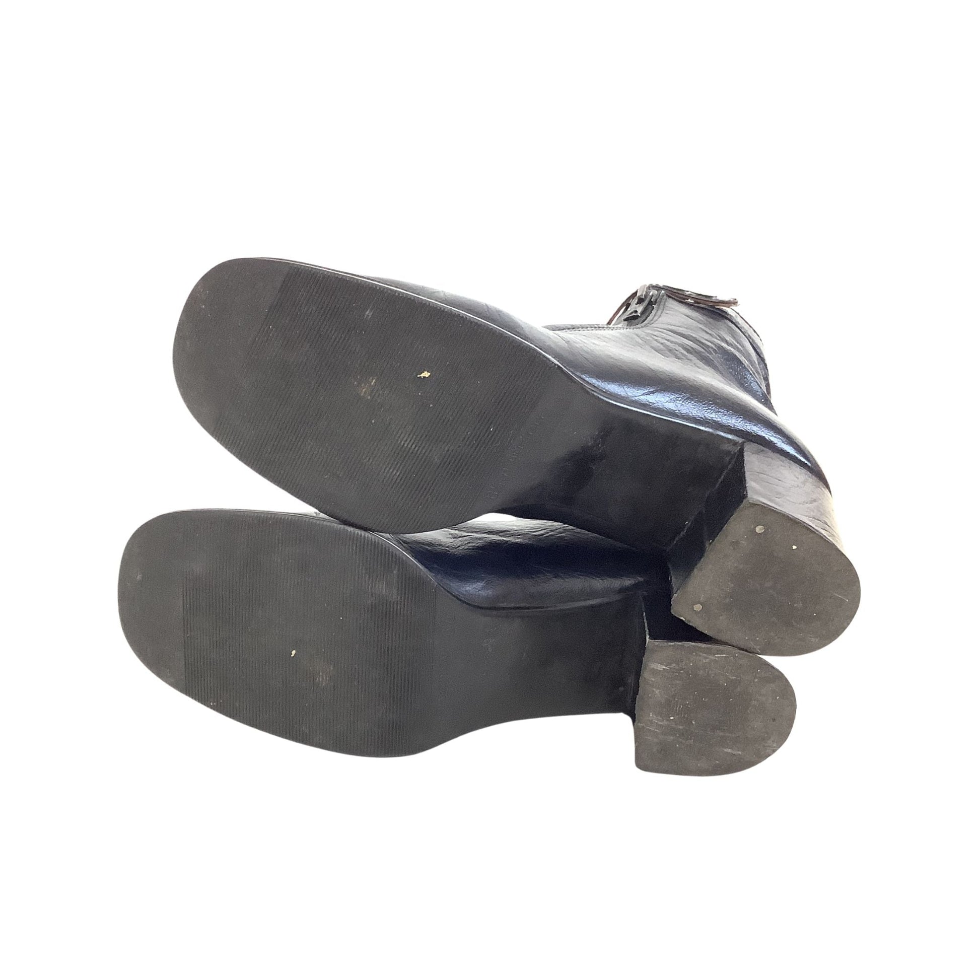 Navy Blue Aigner Booties view of soles