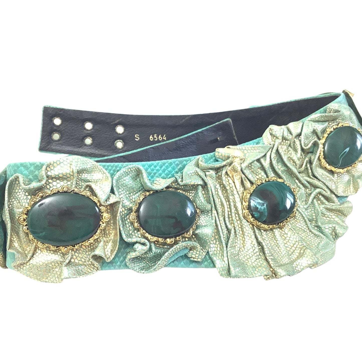 Nina Arjani Corset Cinch Belt Small / Blue / Vintage 1980s
