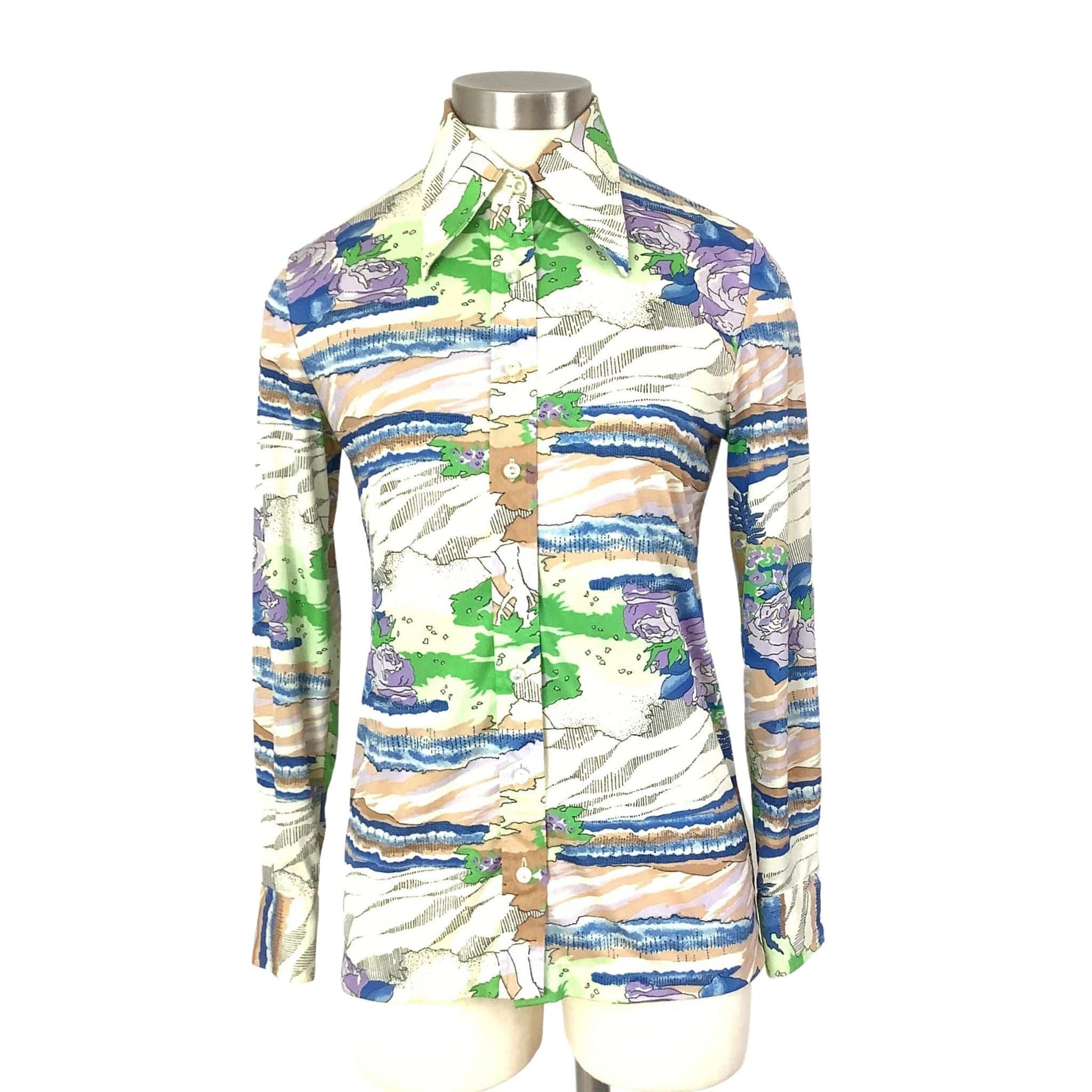 Vintage 1970s Fashion Novelty Disco Blouse