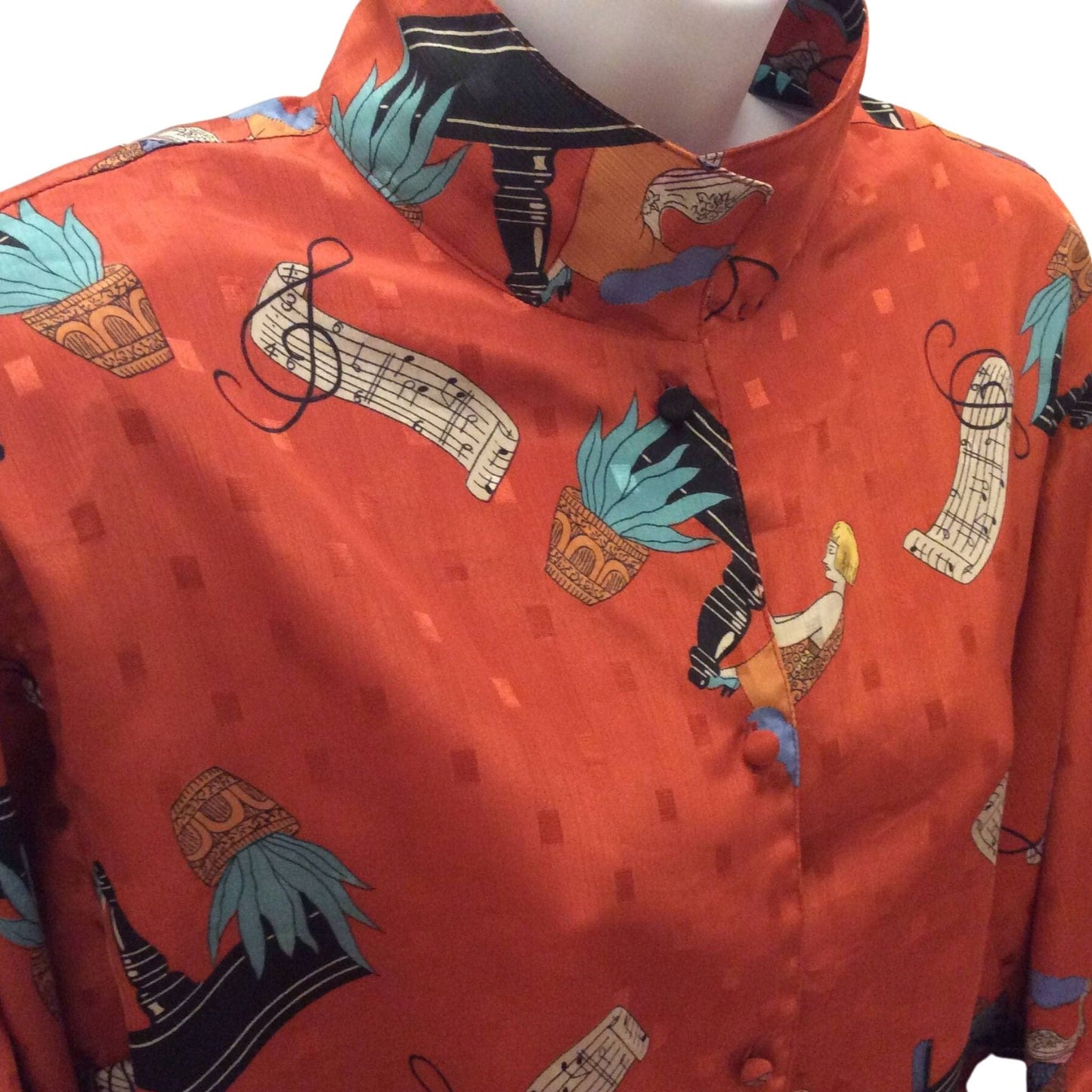 Diane Von Furstenberg Music Themed Blouse - 1980s Fashion