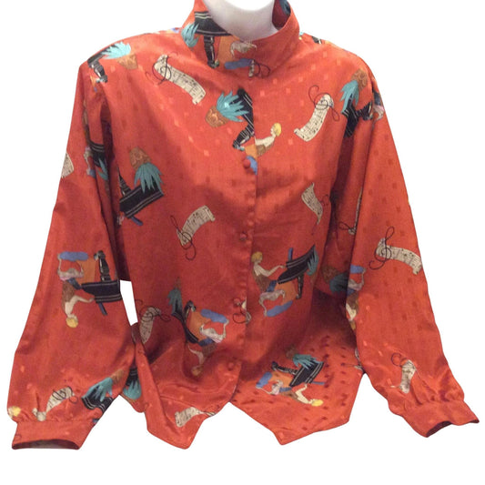 Diane Von Furstenberg Music Themed Blouse - 1980s Fashion
