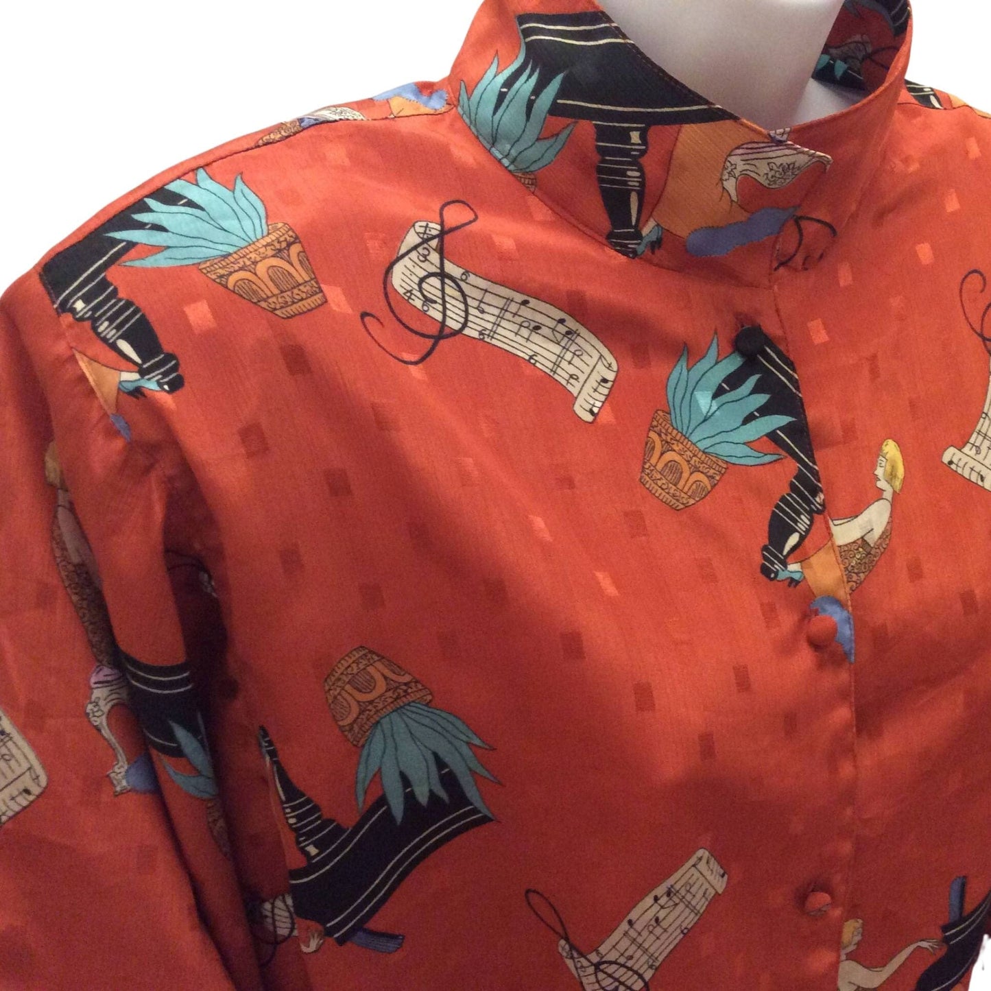 Diane Von Furstenberg Music Themed Blouse - 1980s Fashion