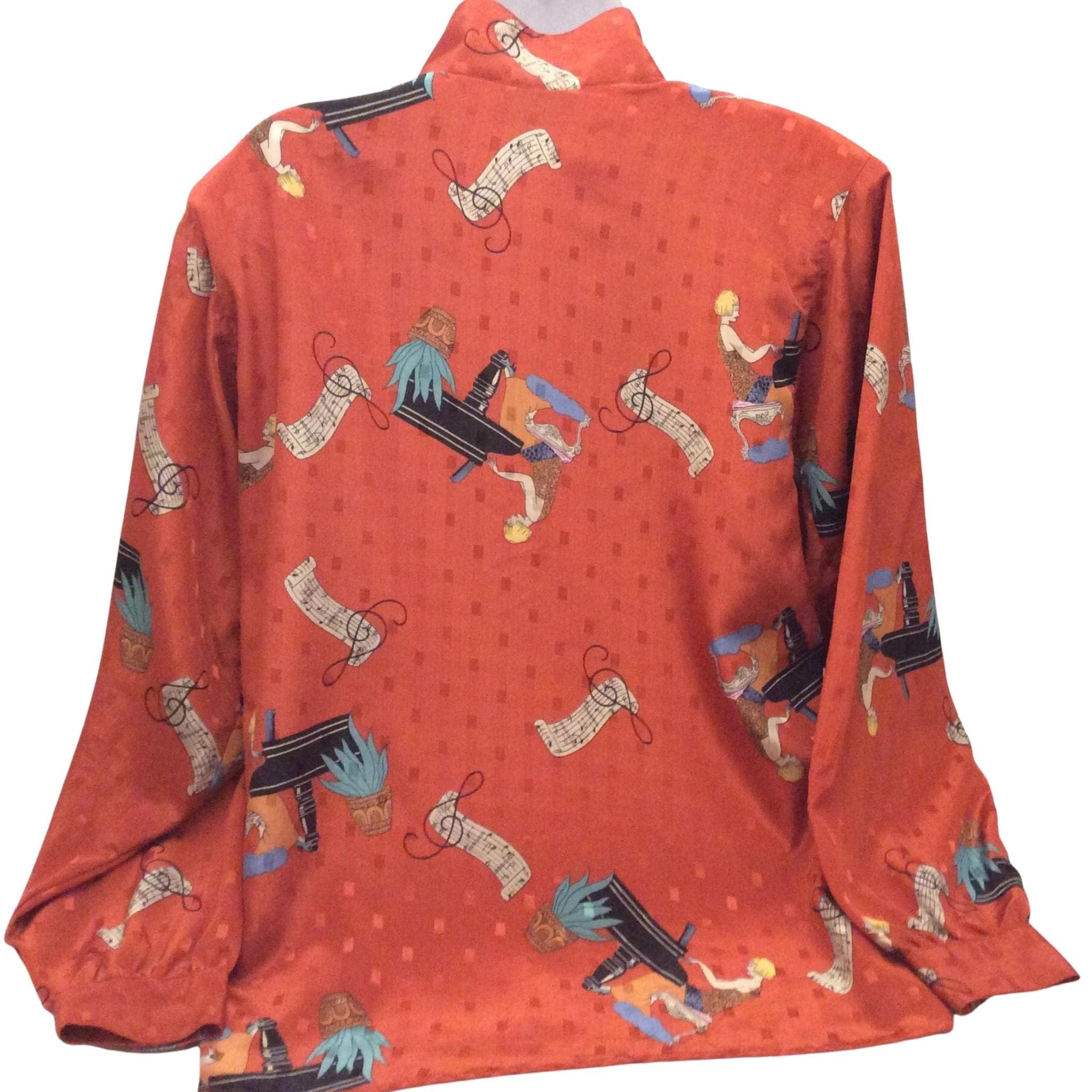 Diane Von Furstenberg Music Themed Blouse - 1980s Fashion
