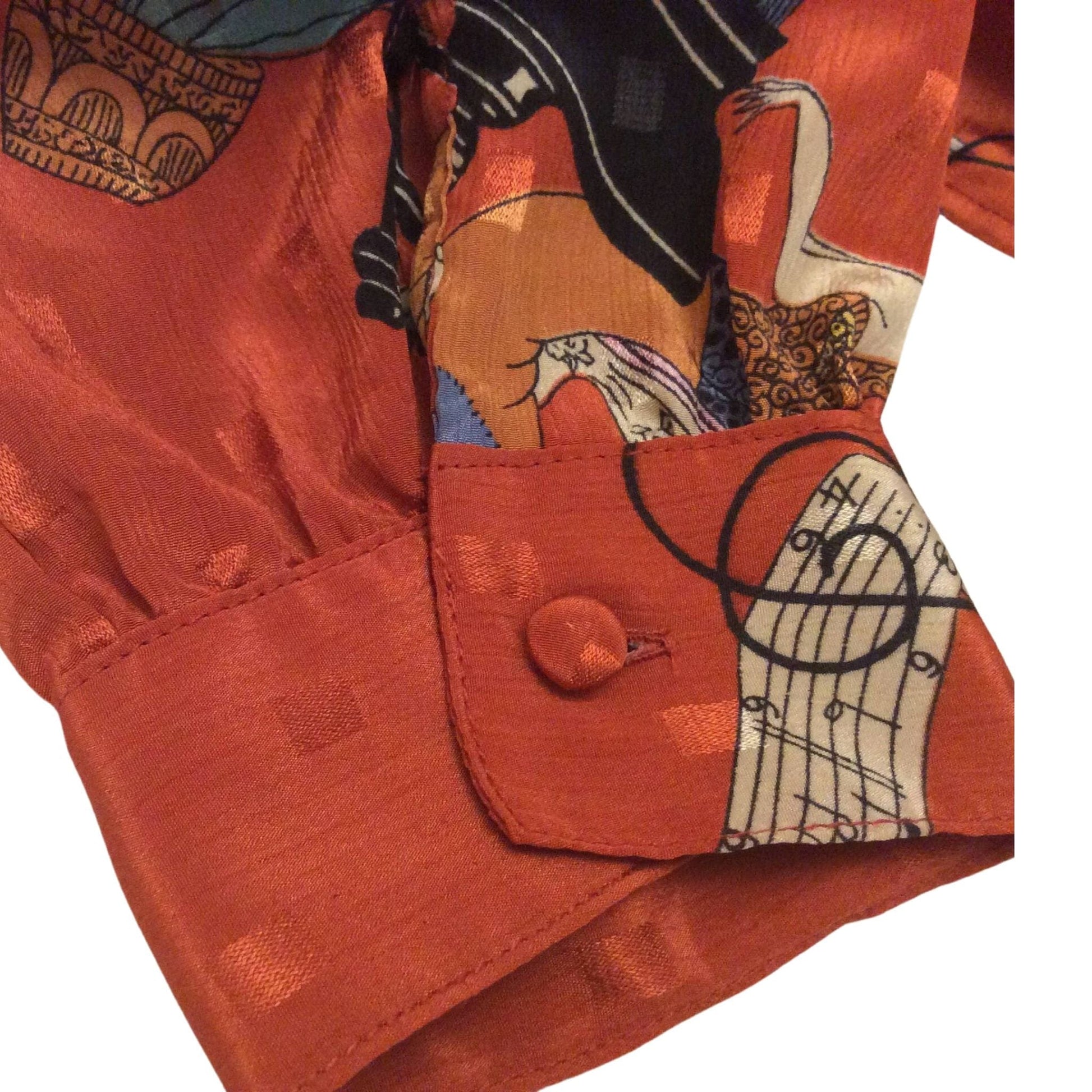 Diane Von Furstenberg Music Themed Blouse - 1980s Fashion