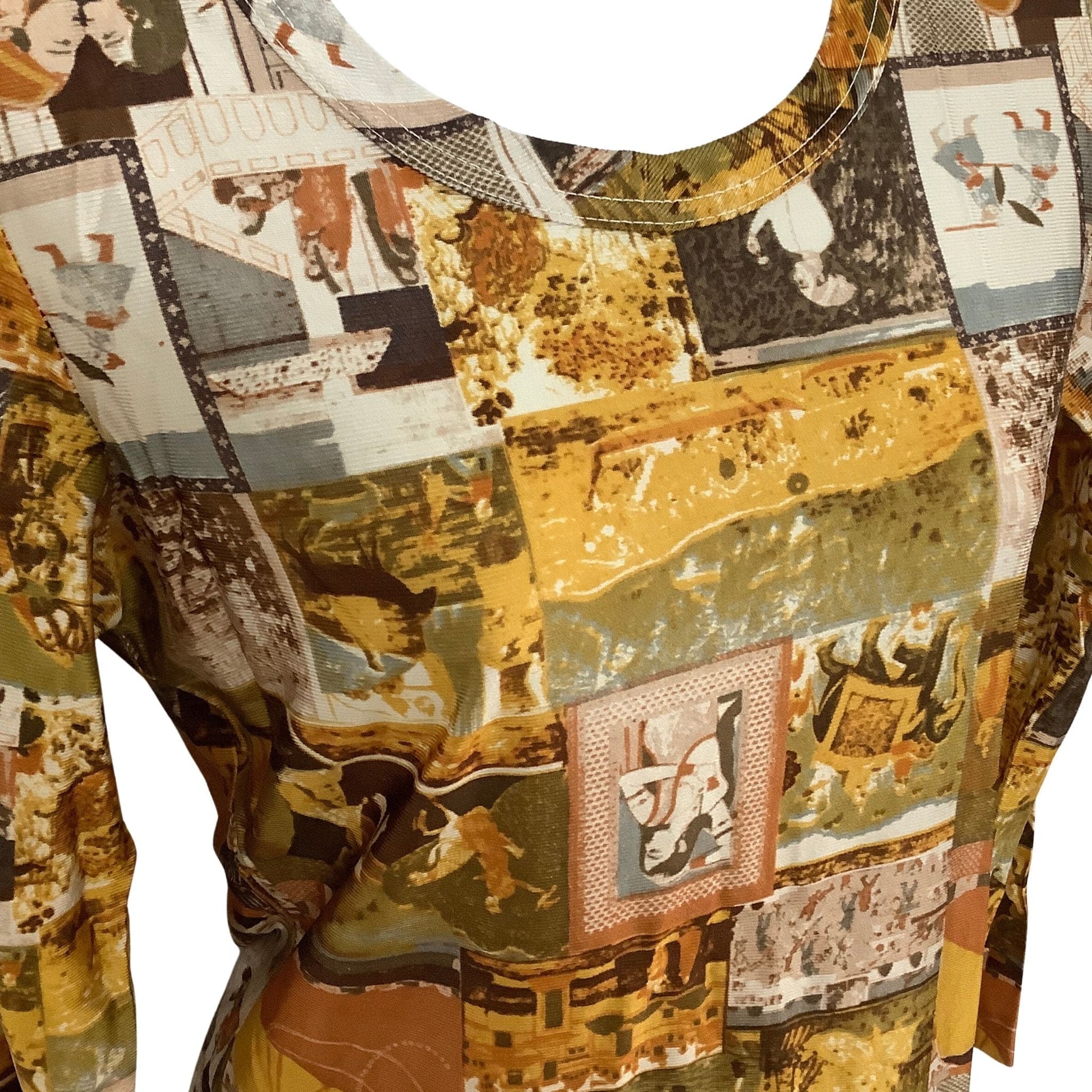 Medieval Theme Funky Novelty Pictorial Top - Vintage 1970s Fashion