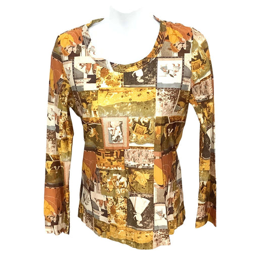 Medieval Theme Funky Novelty Pictorial Top - Vintage 1970s Fashion