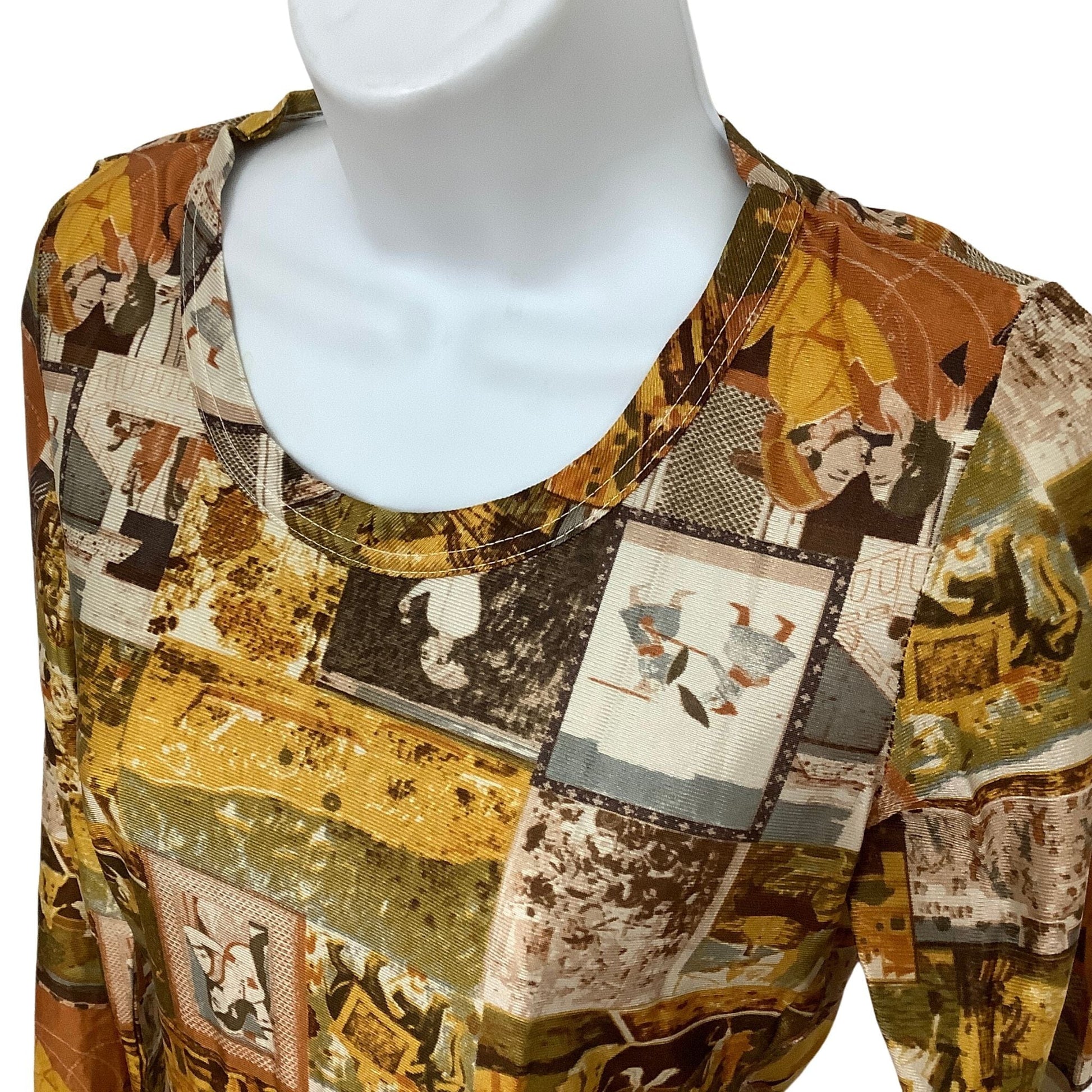 Medieval Theme Funky Novelty Pictorial Top - Vintage 1970s Fashion