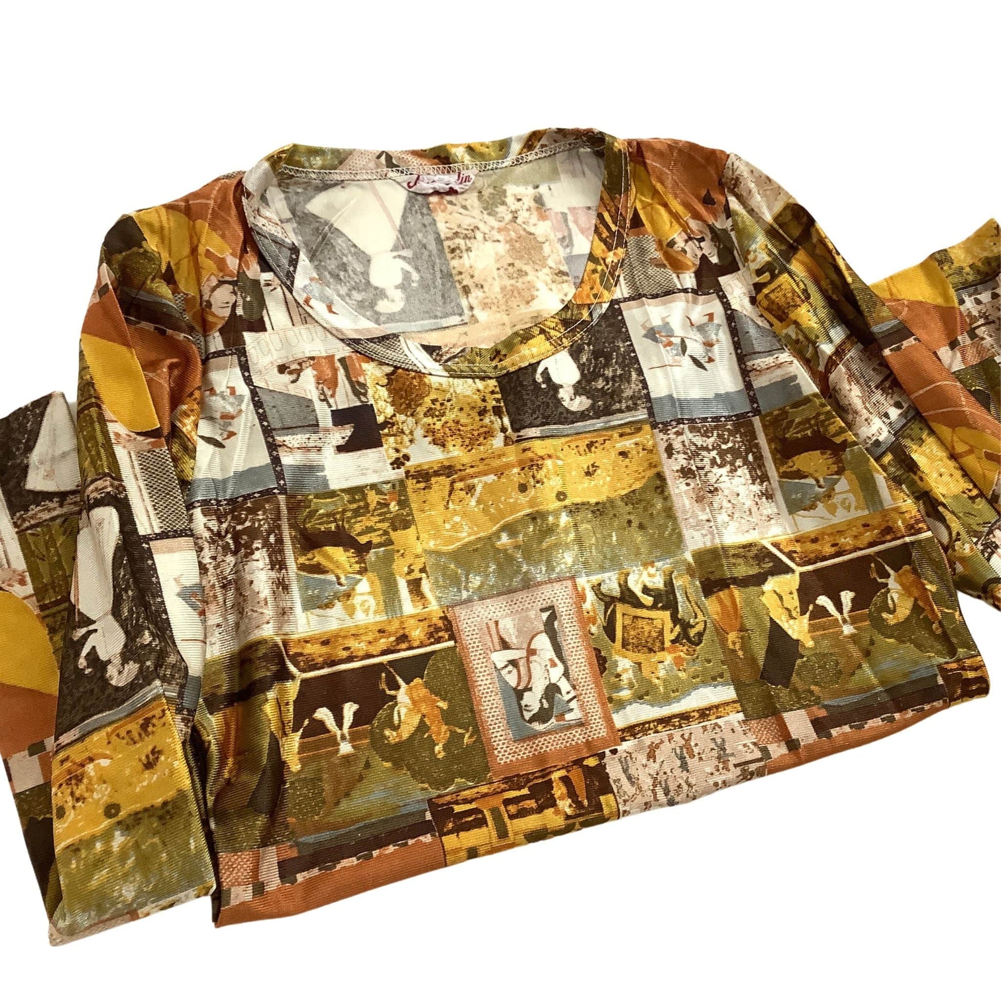Medieval Theme Funky Novelty Pictorial Top - Vintage 1970s Fashion