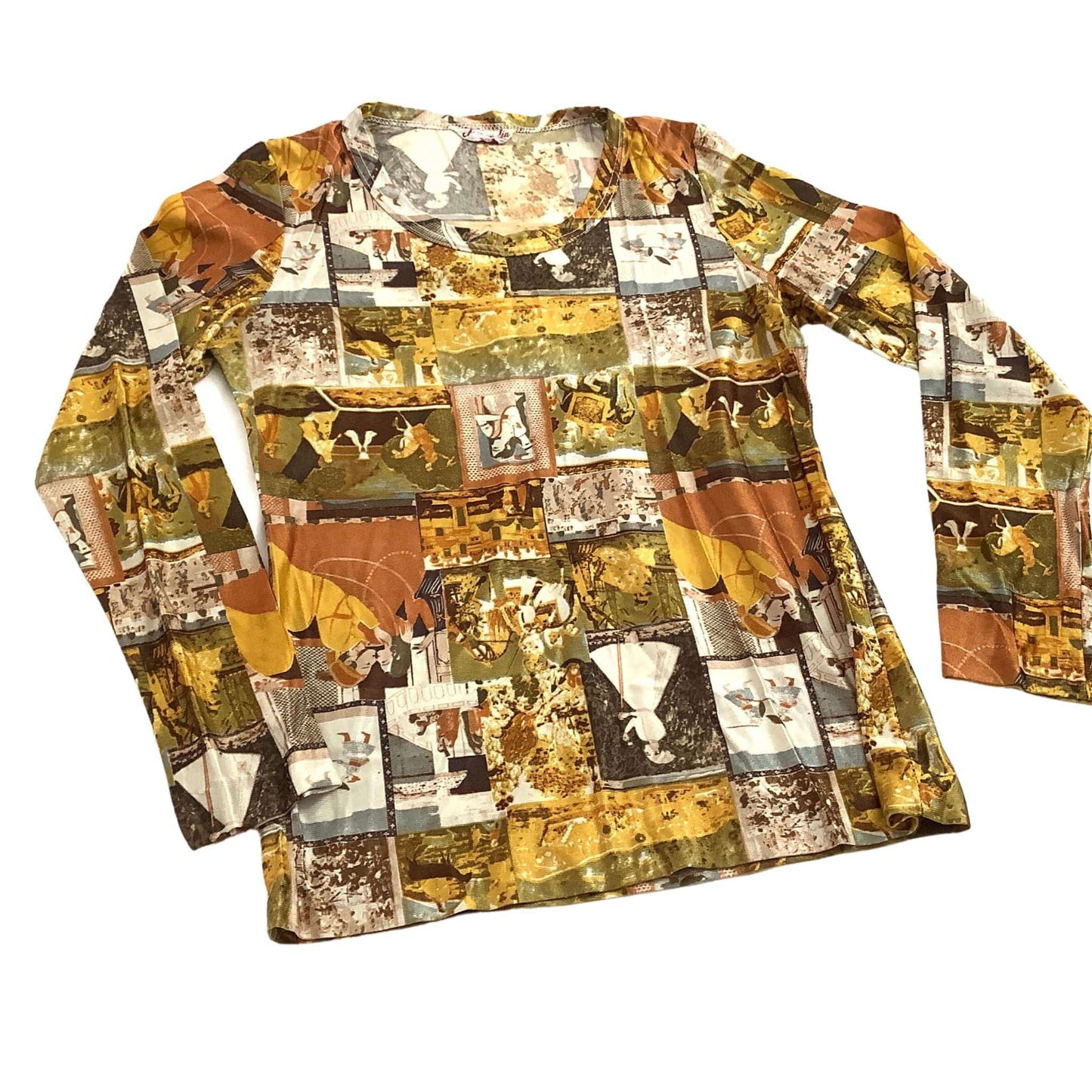 Medieval Theme Funky Novelty Pictorial Top - Vintage 1970s Fashion