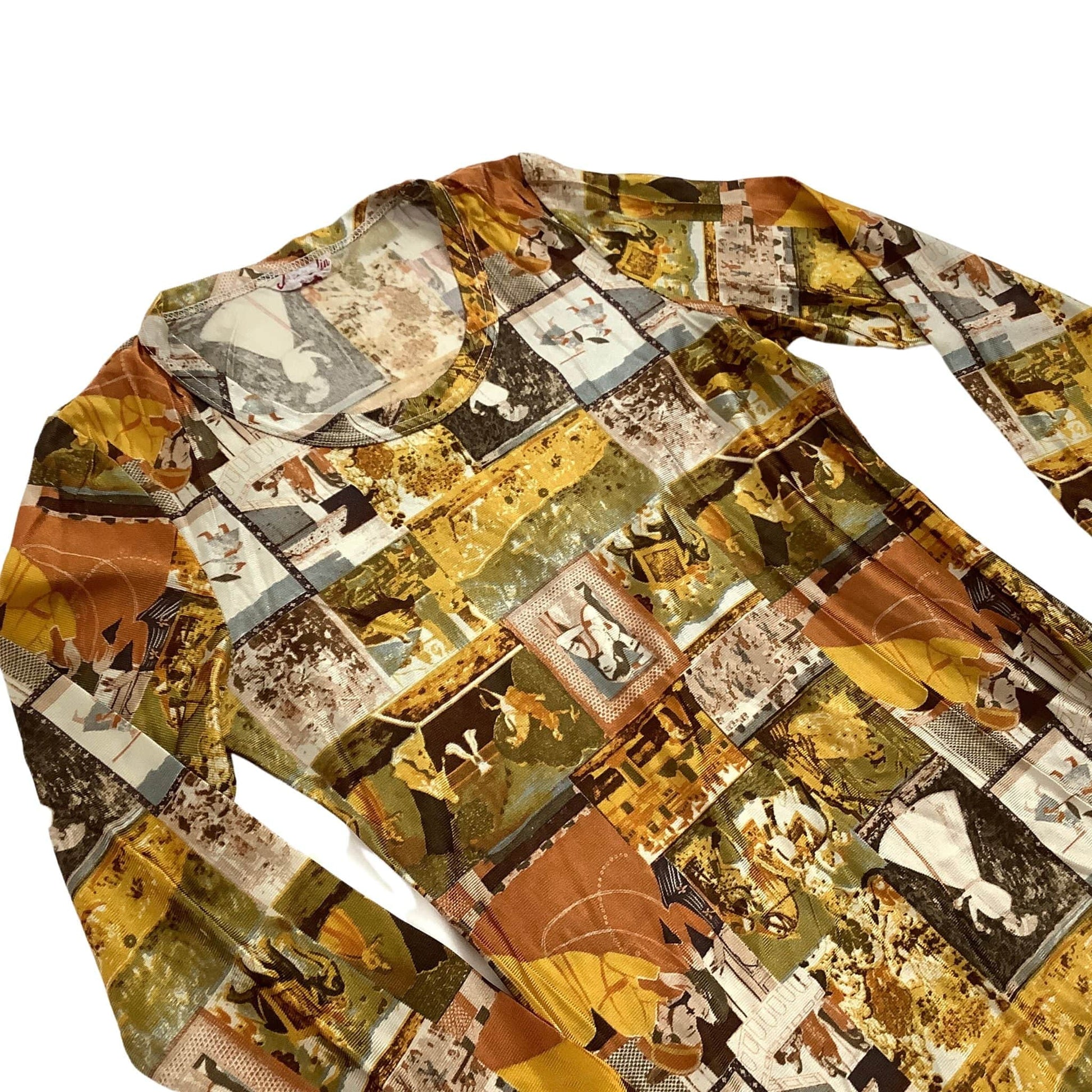 Medieval Theme Funky Novelty Pictorial Top - Vintage 1970s Fashion