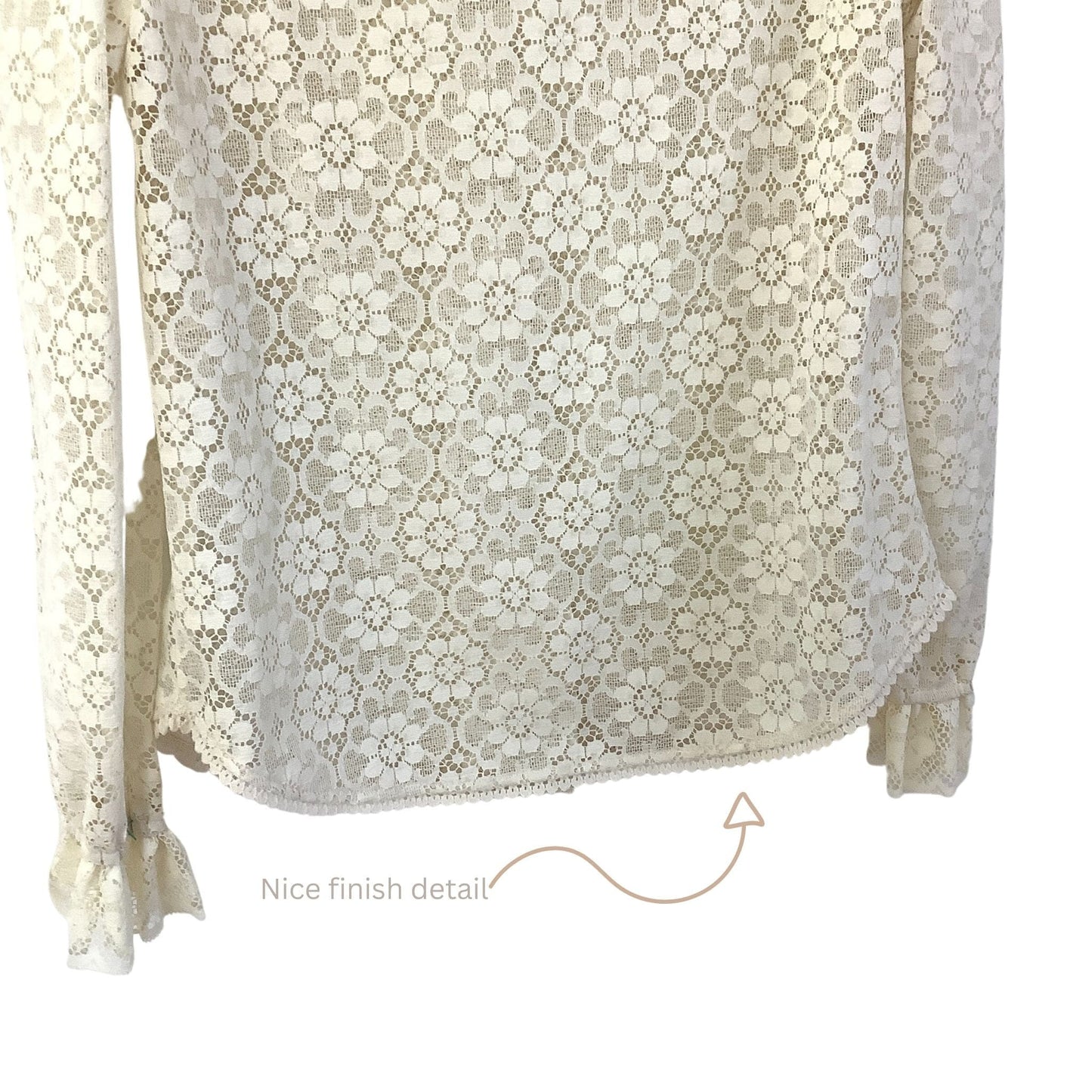 Old Stock Lace Blouse Small / Beige / Classic