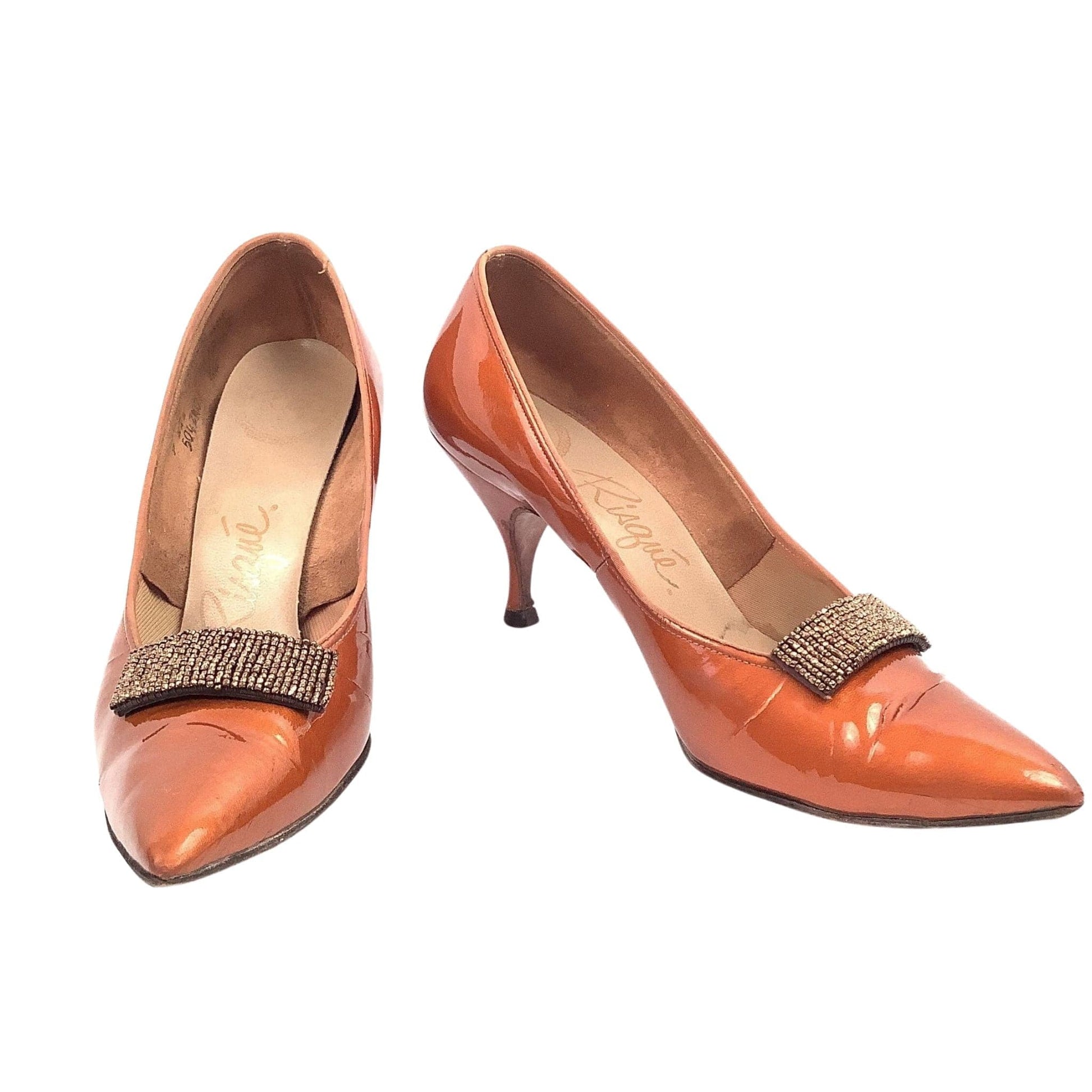 Orange Pin-up Heels 7 / Orange / Vintage 1950s