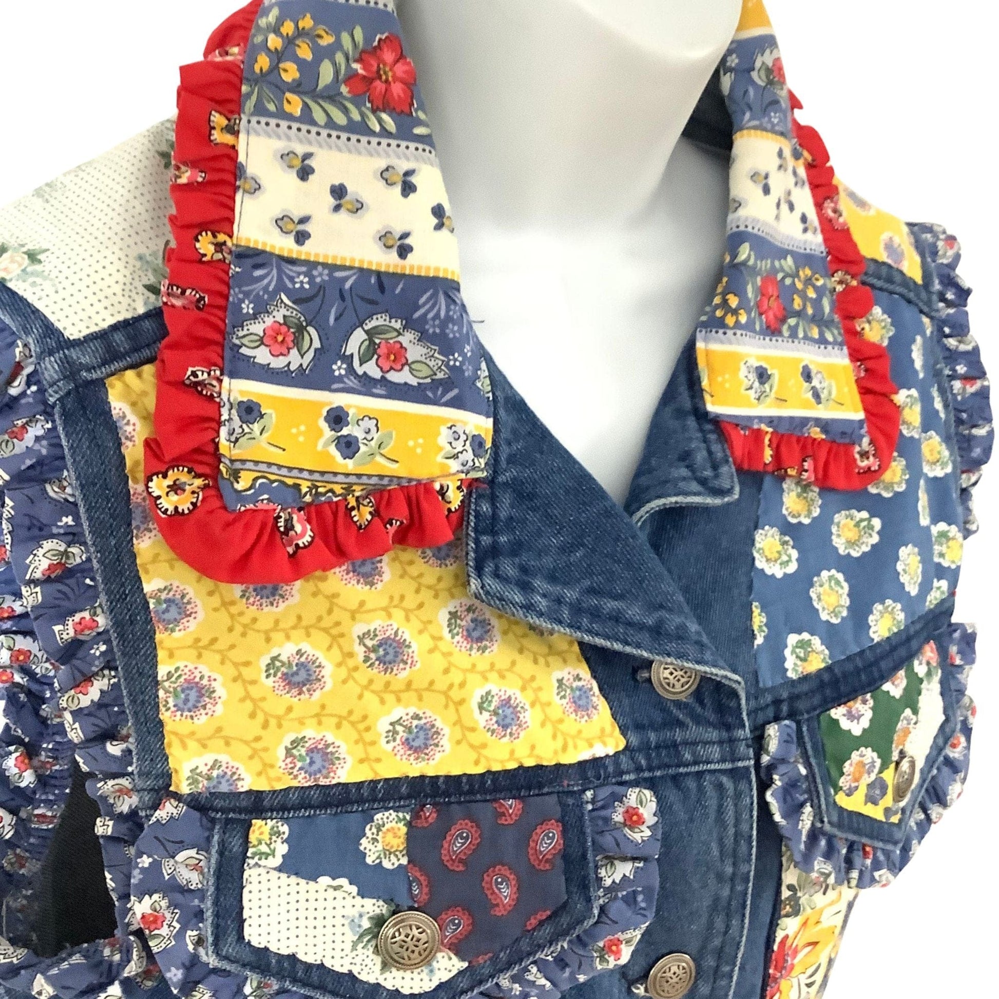 Patchwork Denim Vest