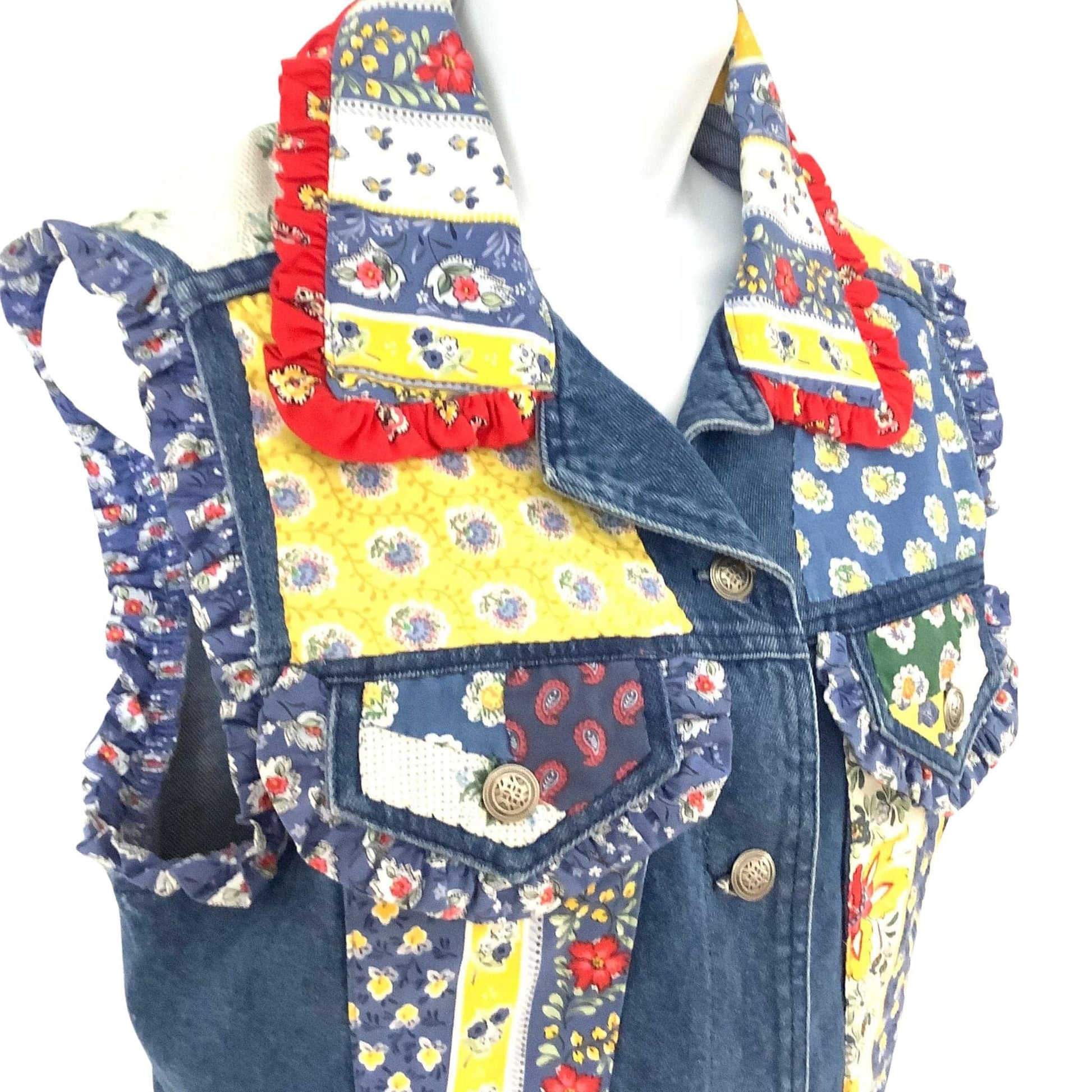 Patchwork Denim Vest