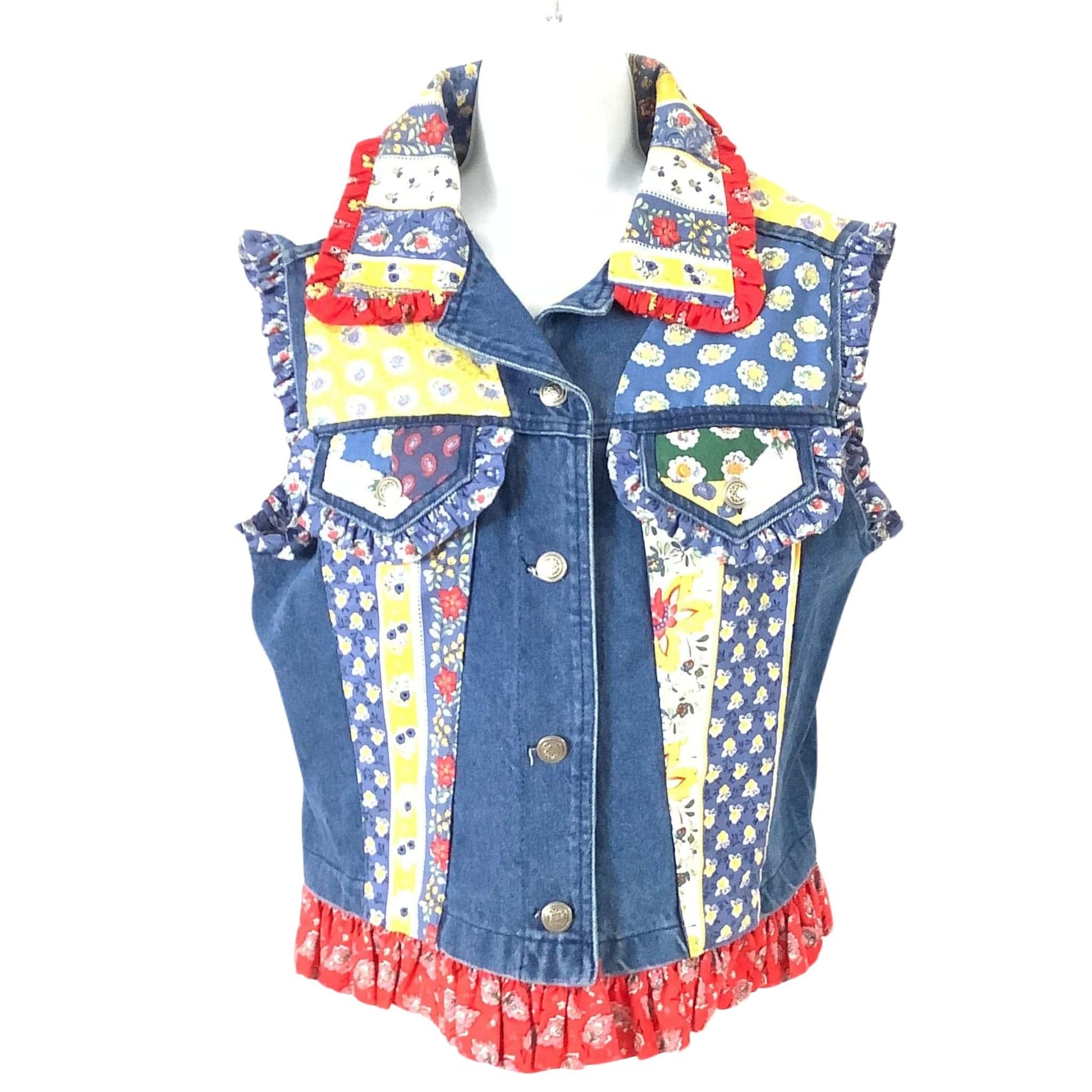 Patchwork Denim Vest