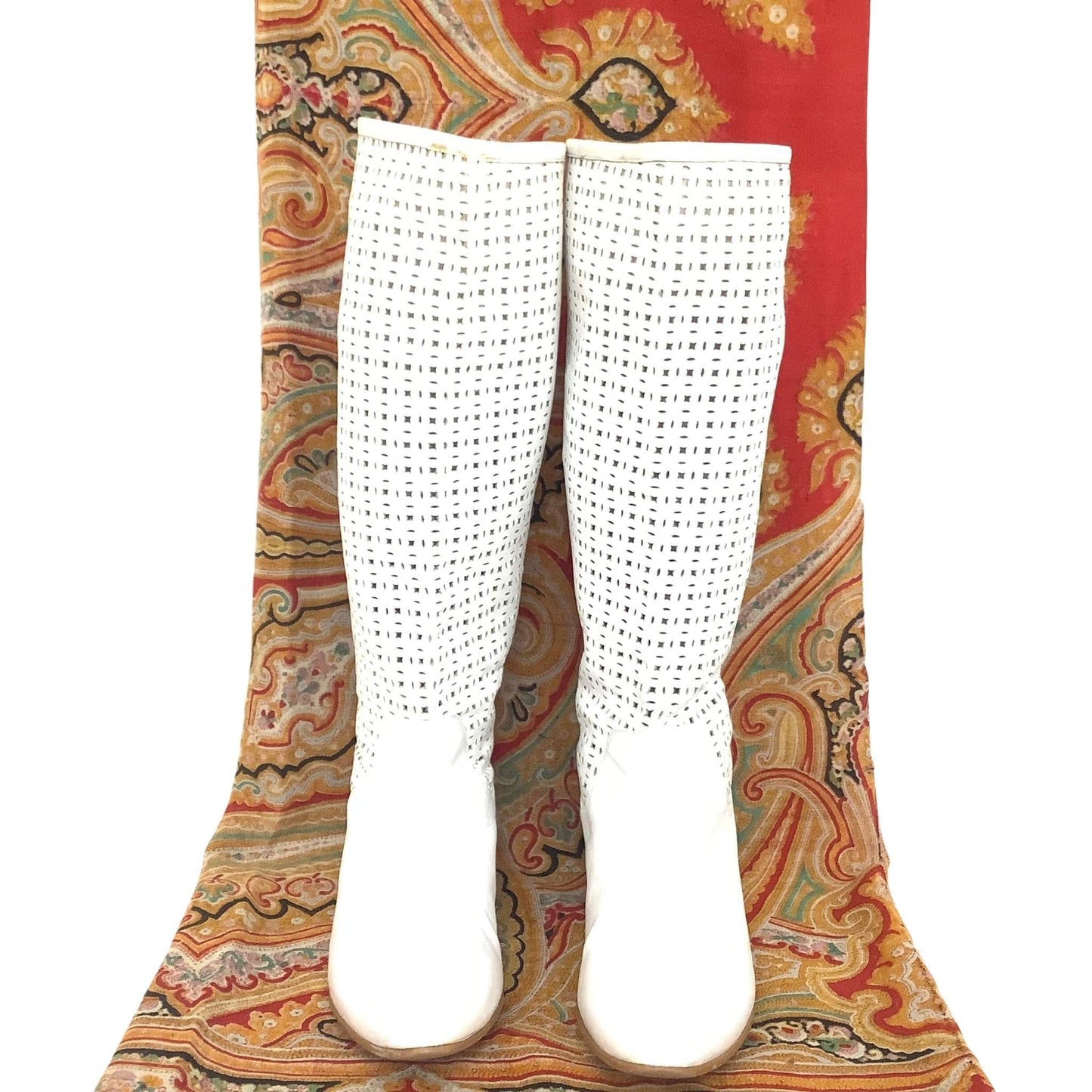 Perforated White Boots