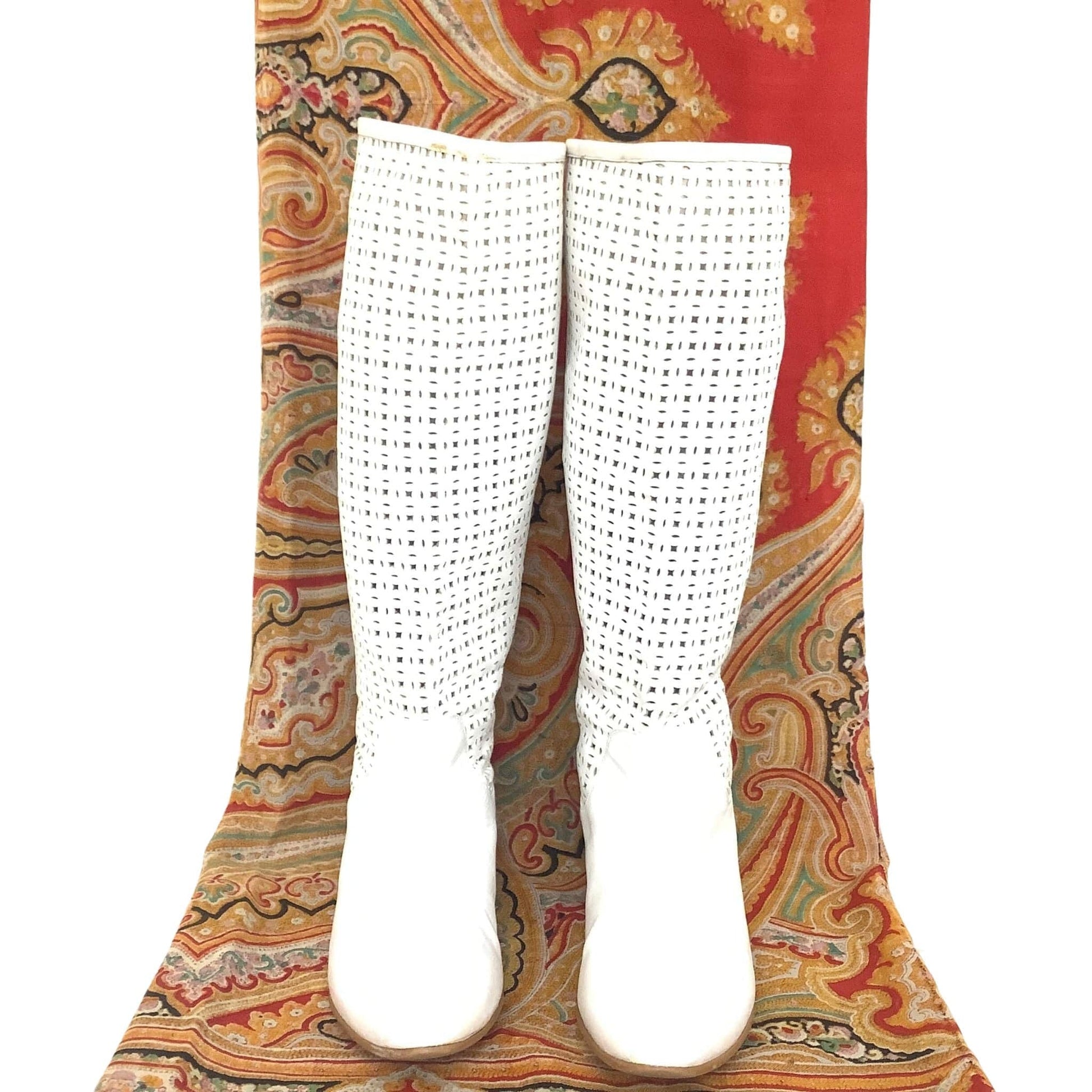 Perforated White Boots