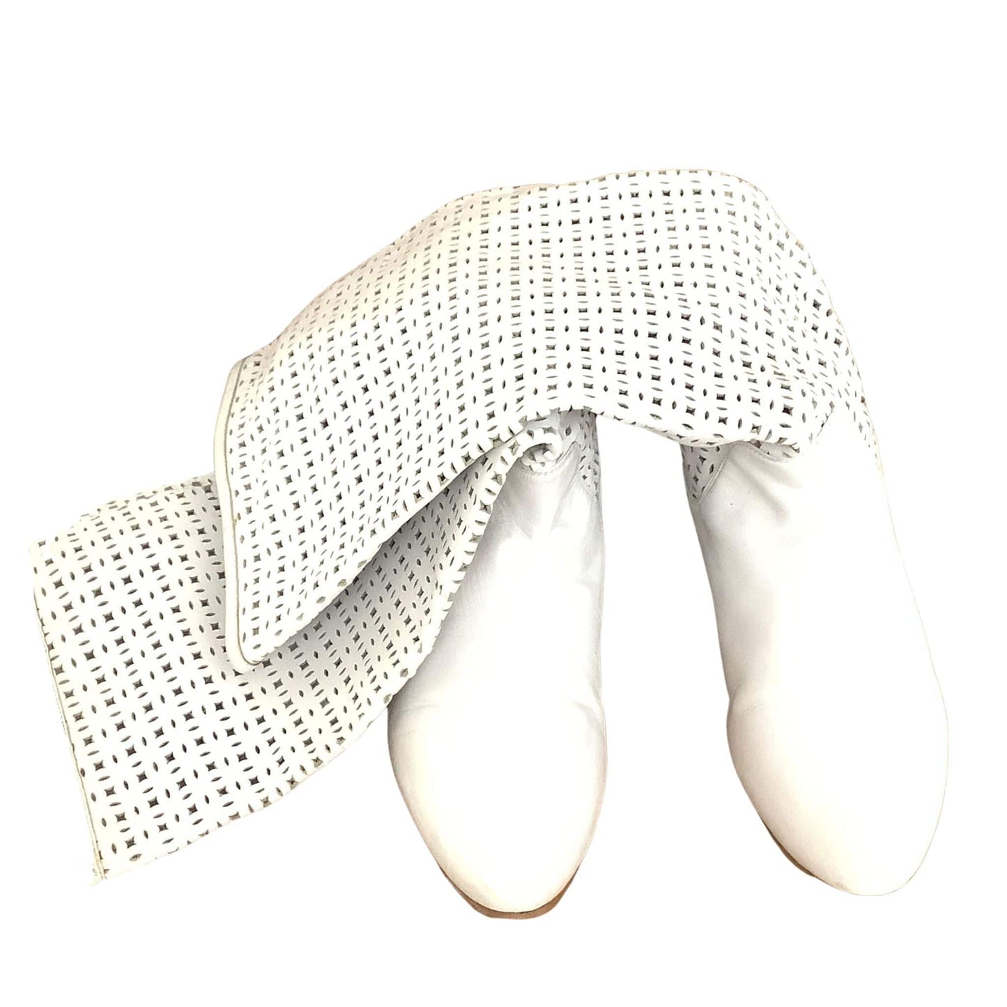 Perforated White Boots