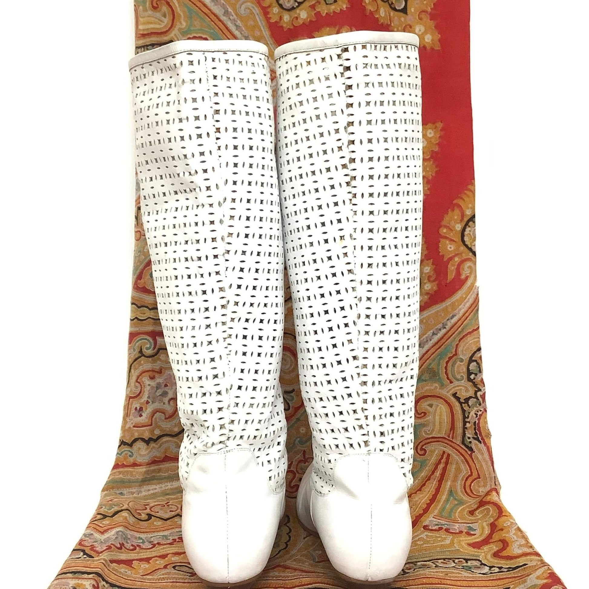 Perforated White Boots