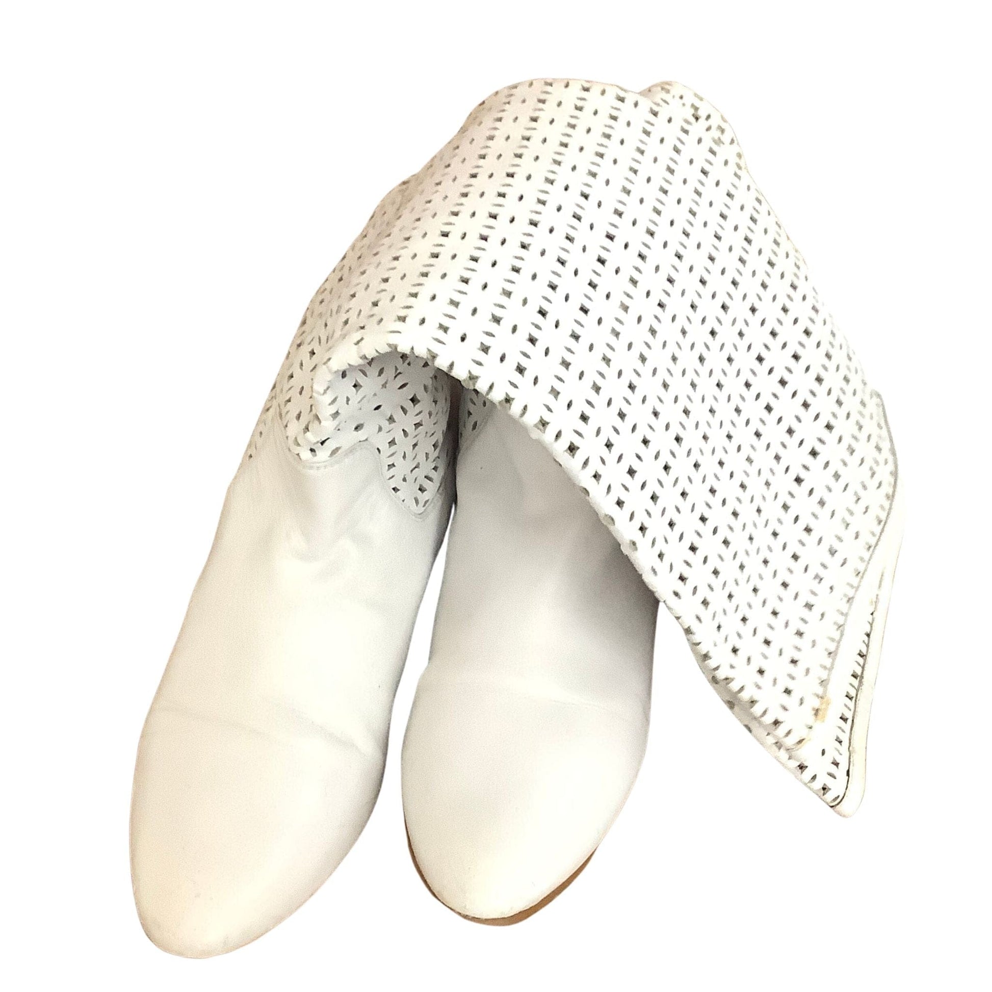Perforated White Boots