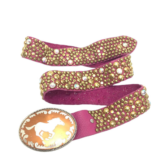 Pink Studded Leather Belt