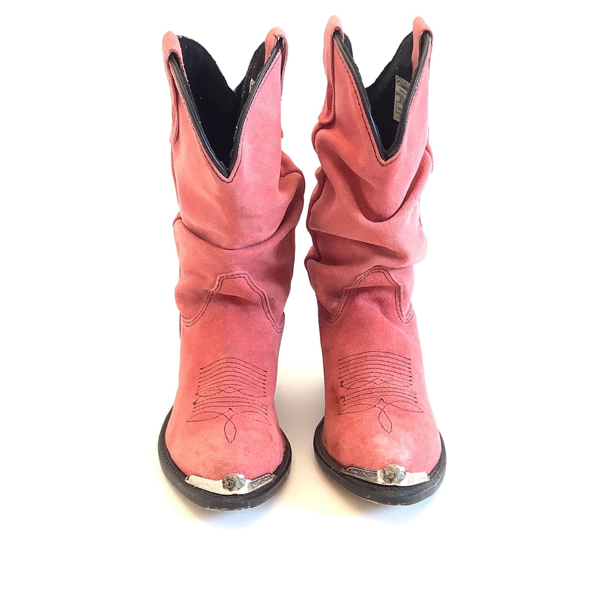Pink Suede Cowboy Boots 6.5 / Pink / Vintage 1980s