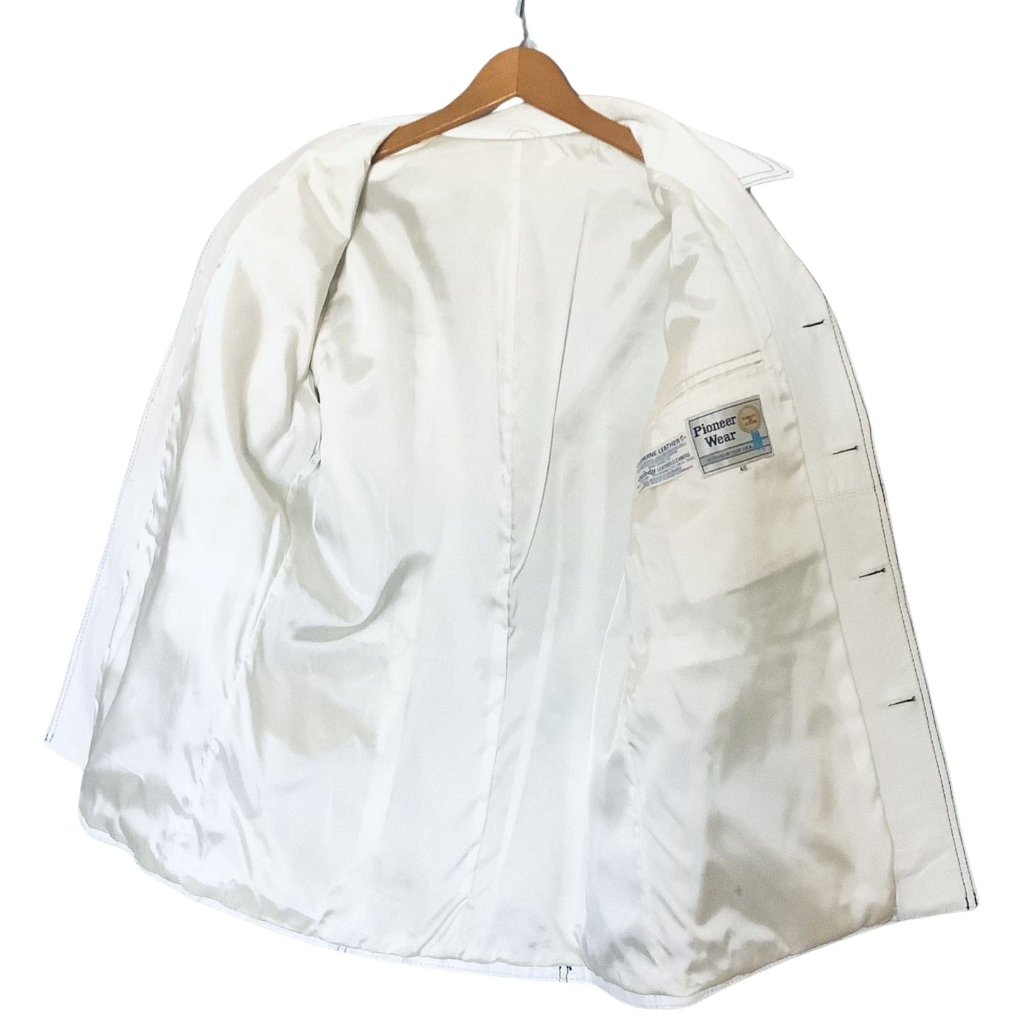 Pioneer Wear Leather Jacket Large / White / Vintage 1950s