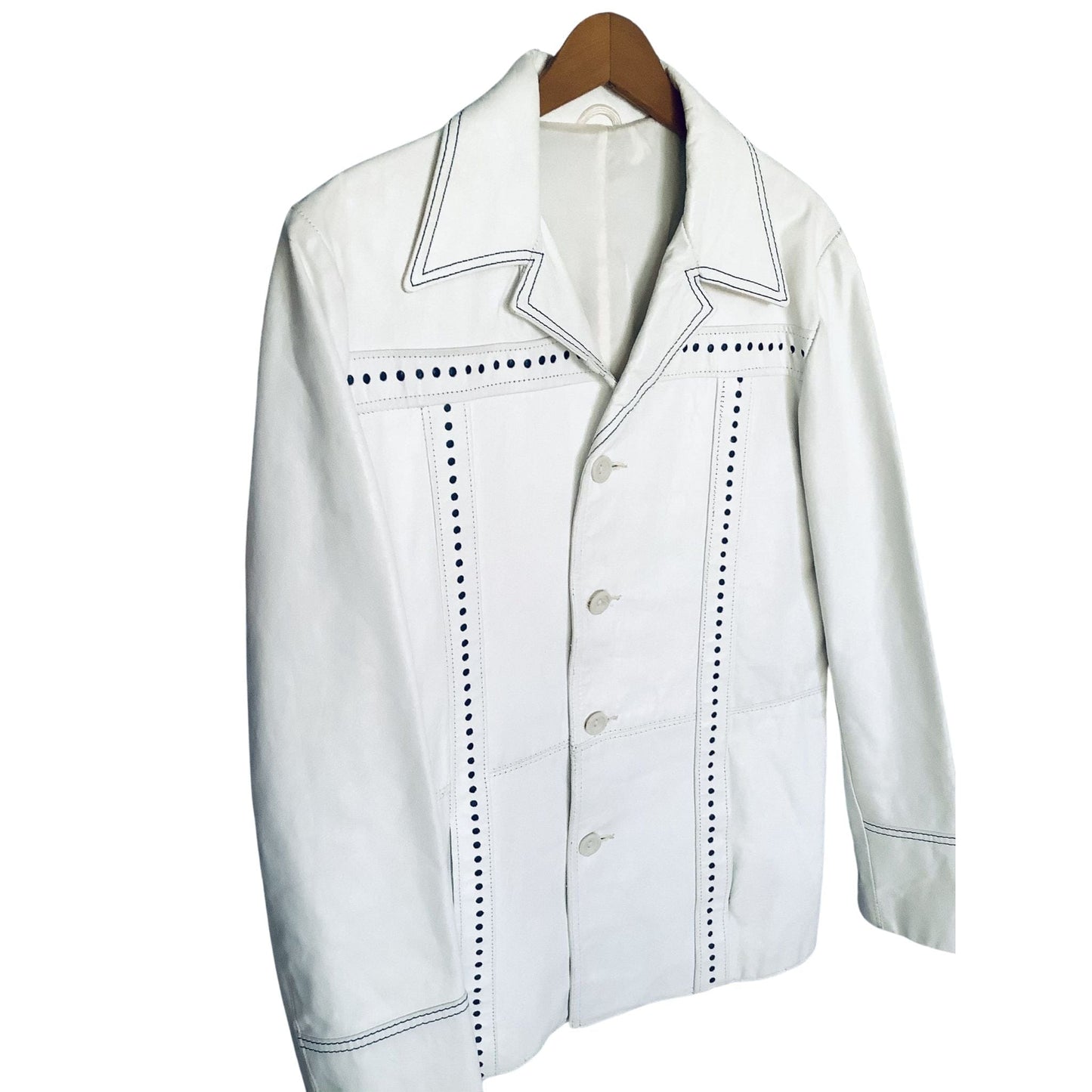 Pioneer Wear Leather Jacket Large / White / Vintage 1950s