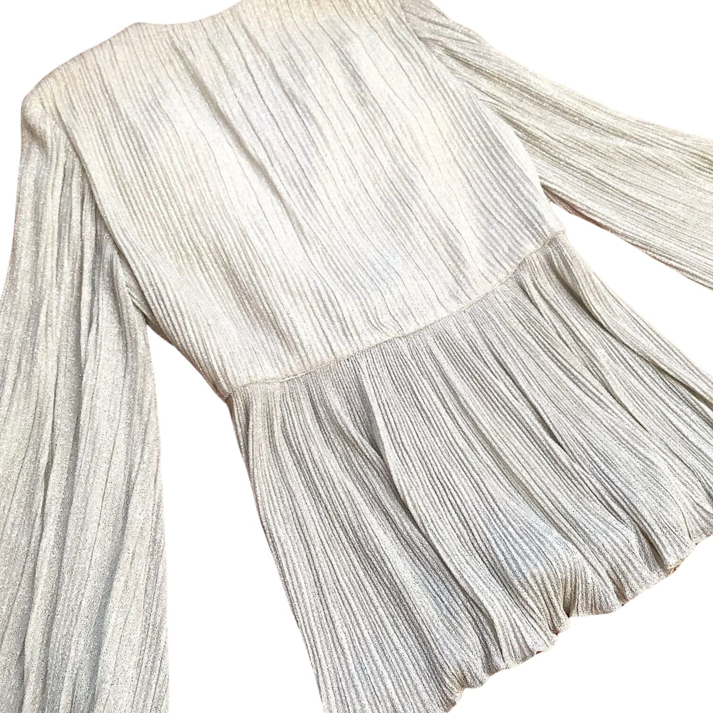 Pleated Sleeve Lurex Top - Vintage 1970s Disco Blouse