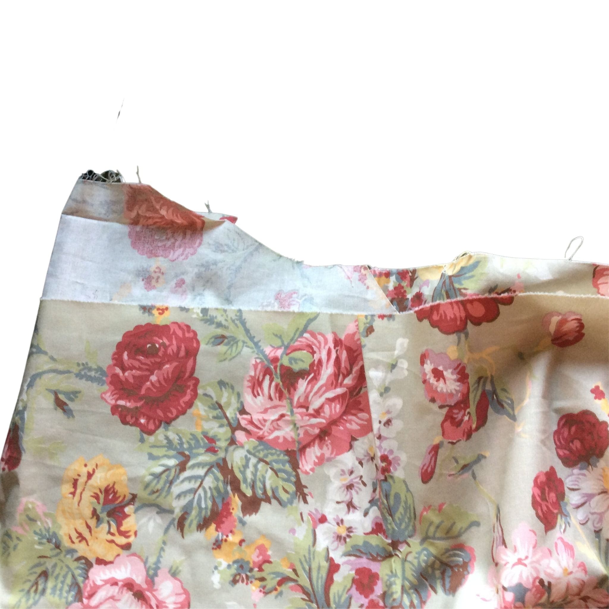 Multicolor Cabbage Rose Cotton Fabric - 1980s Ralph Lauren