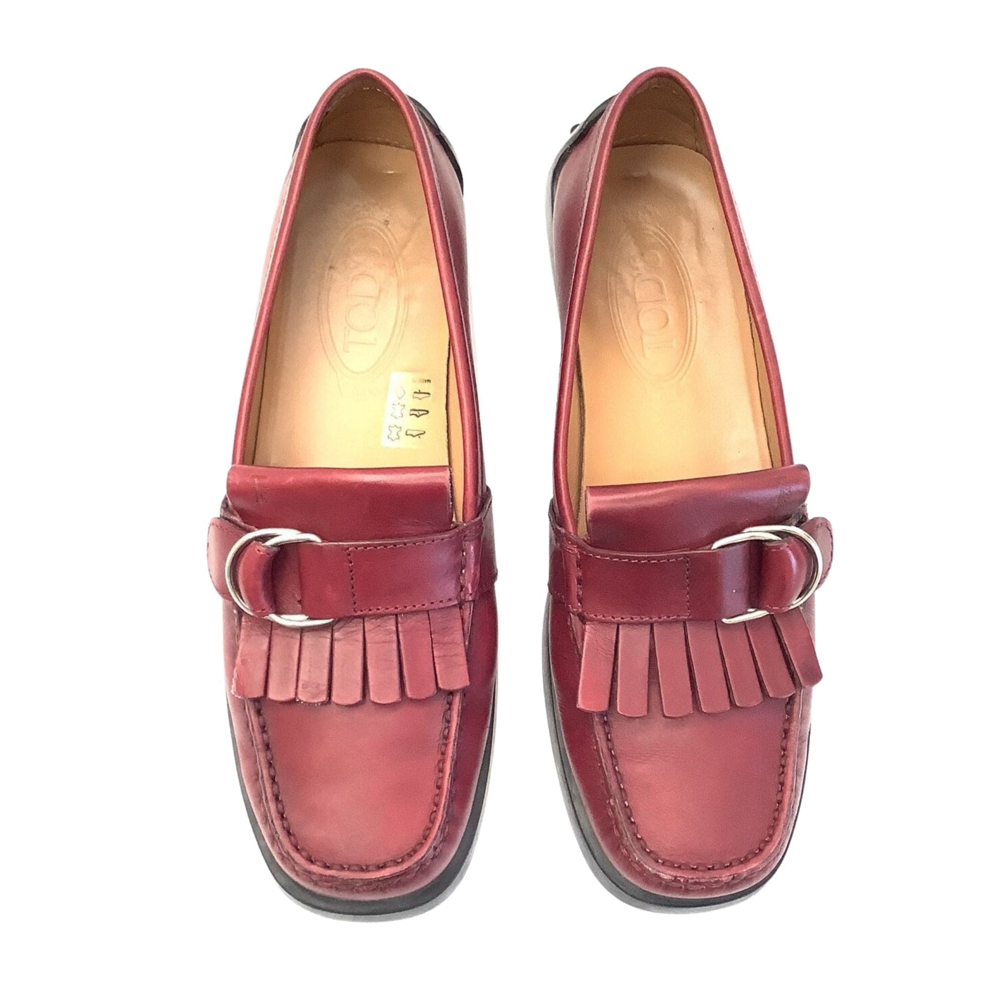 Red Leather Kiltie Loafers