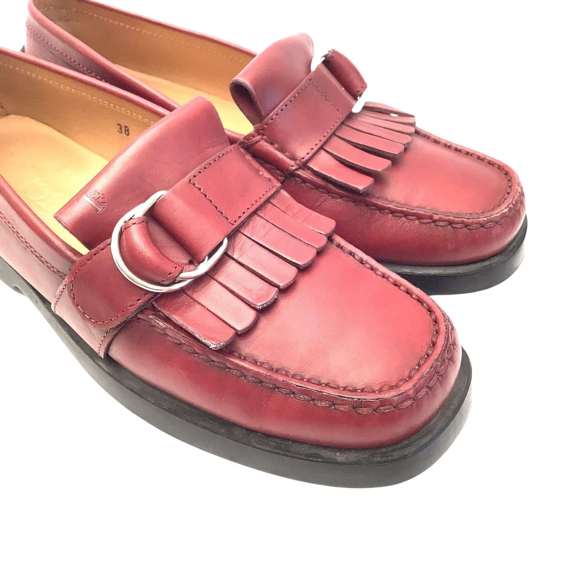 Red Leather Kiltie Loafers