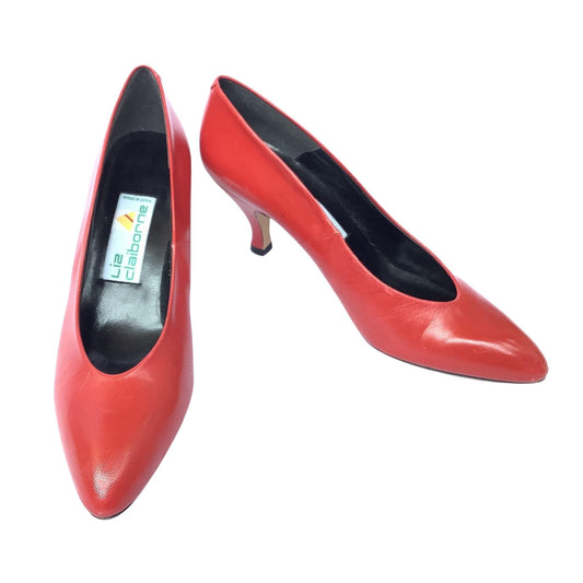 Red Leather Pump Shoes
