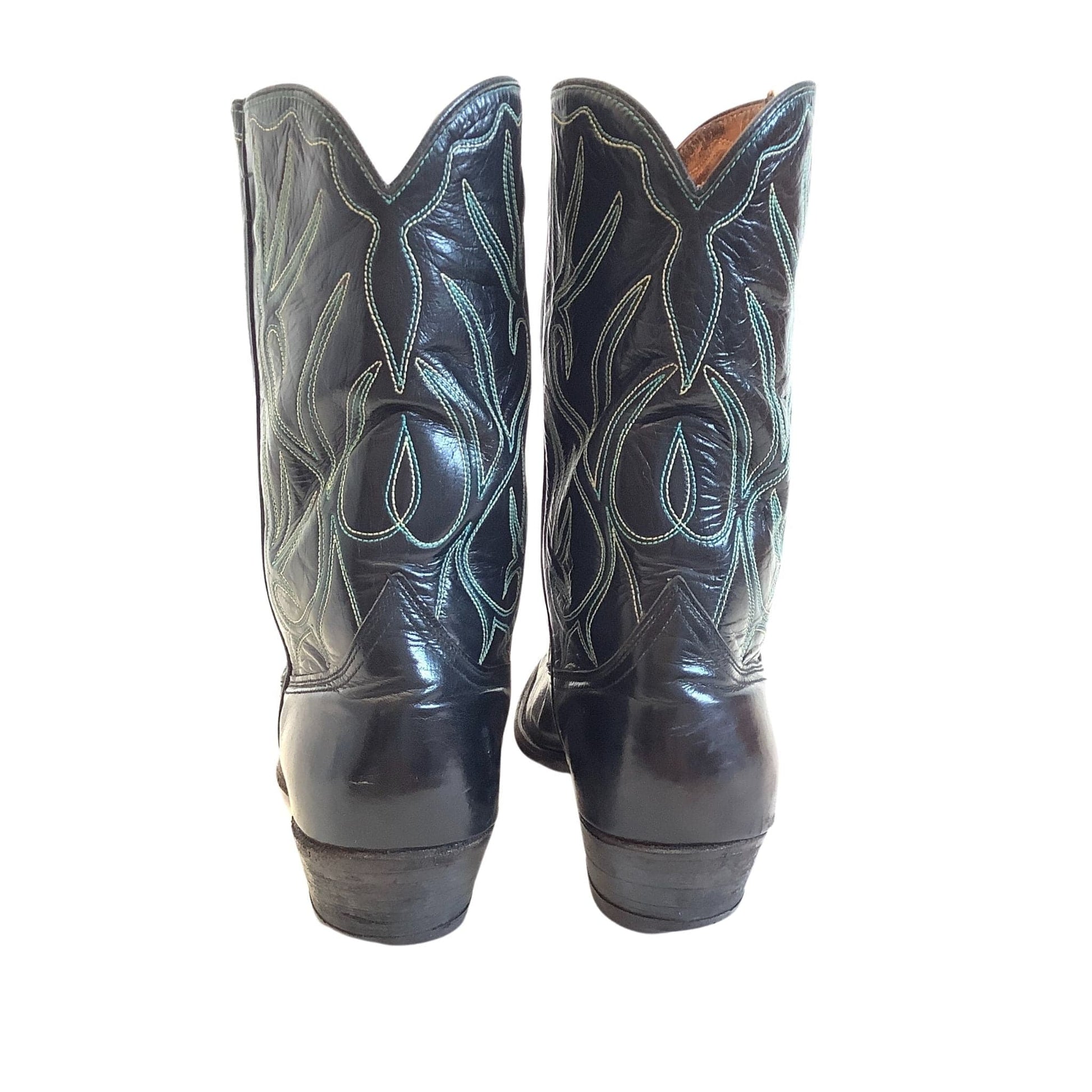Retro Black Cowboy Boots Black / 9.5 / Vintage 1950s