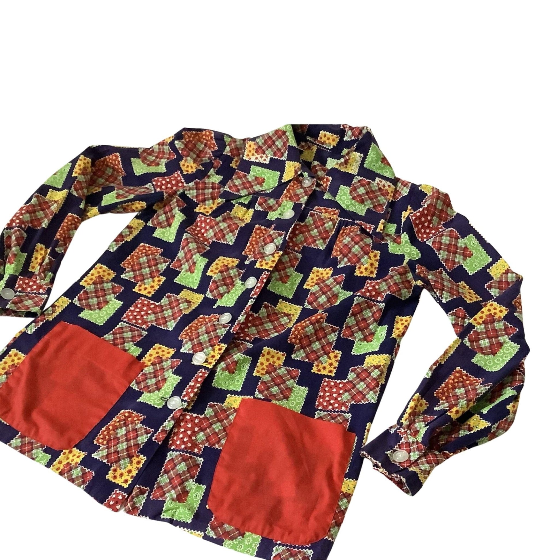 Retro Patchwork Blouse - Authentic 1930s Fashion