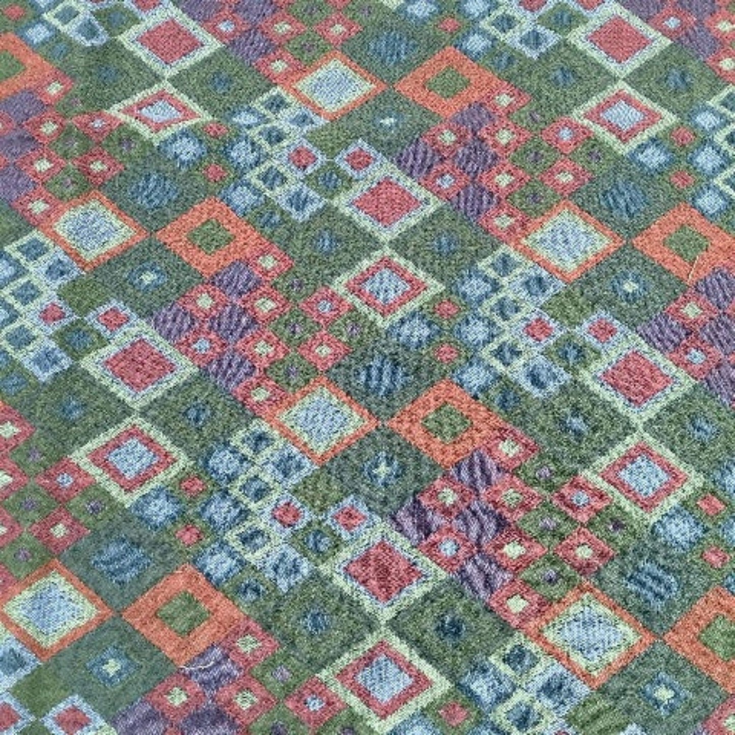 Retro Pattern Fabric Sample Multi / Cotton / Vintage 1980s