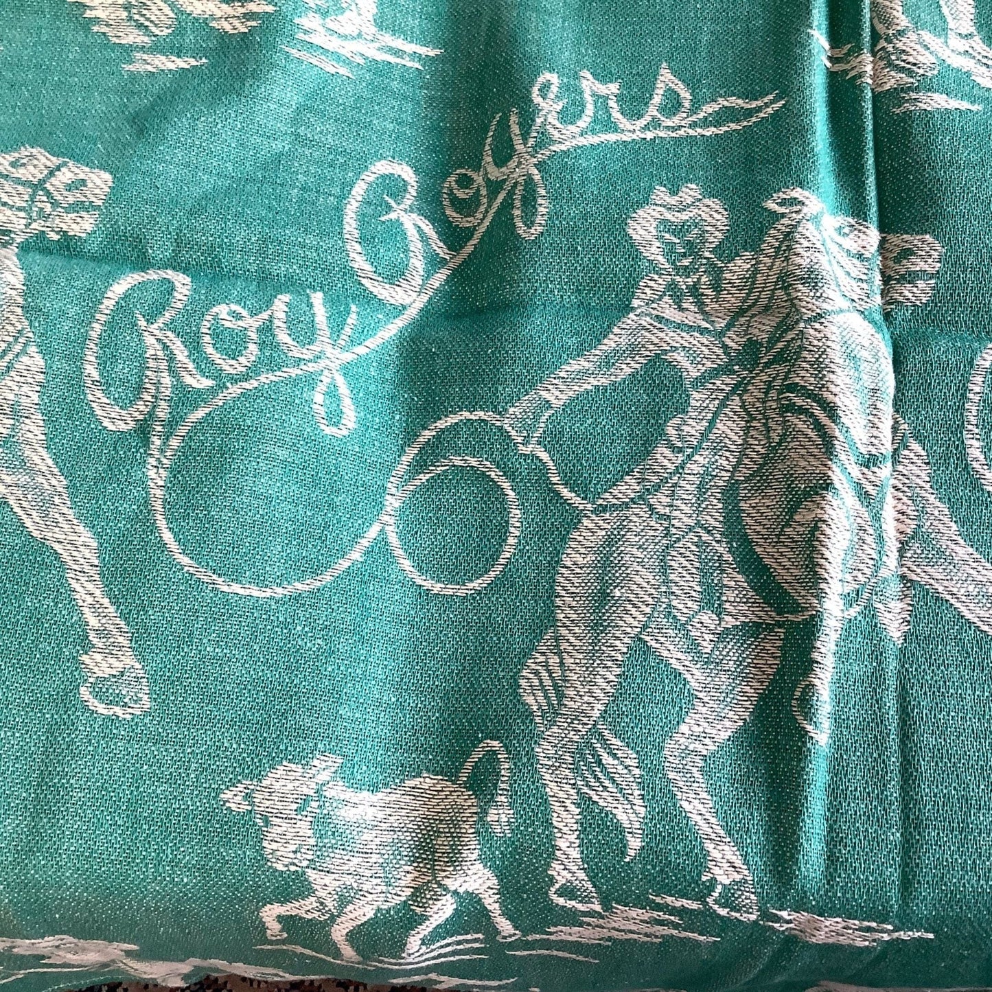 Roy Rogers Themed Bedspread Multi / Cotton / Vintage 1950s