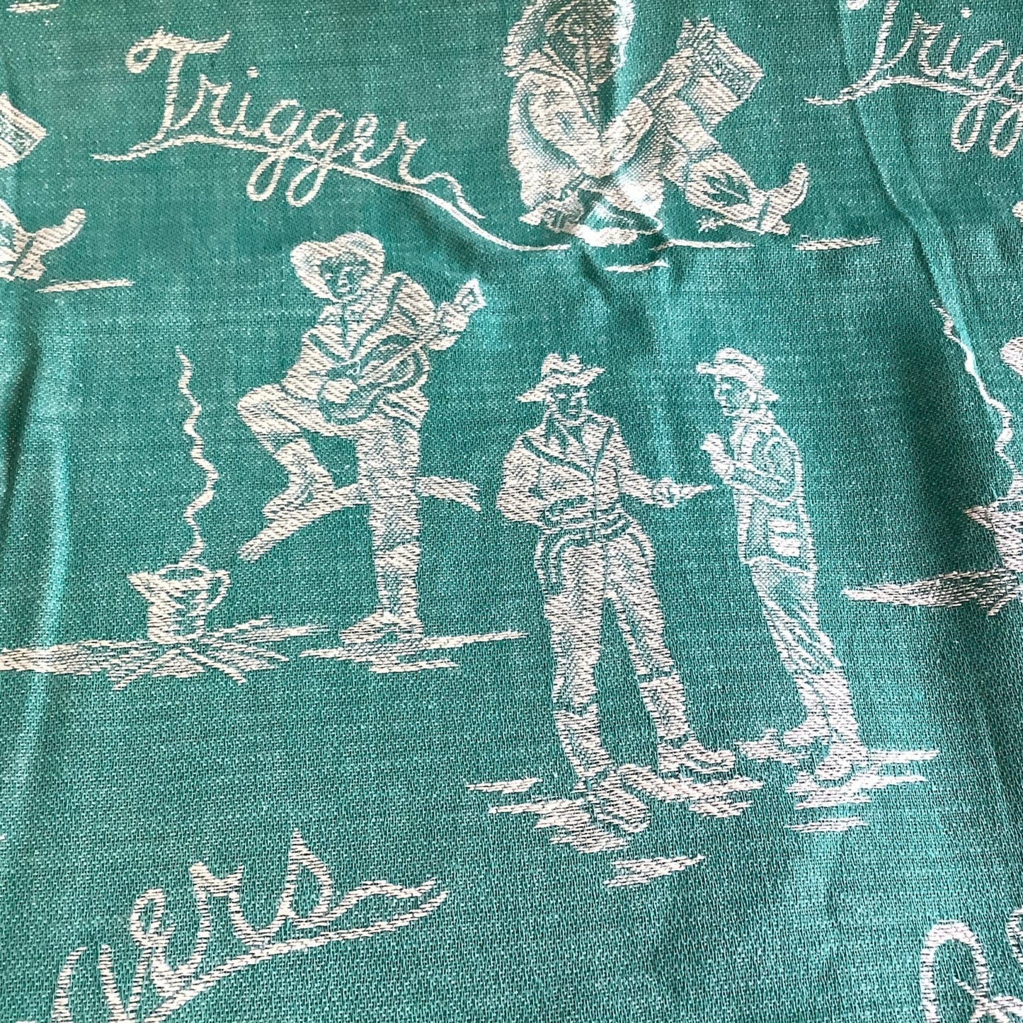 Roy Rogers Themed Bedspread Multi / Cotton / Vintage 1950s