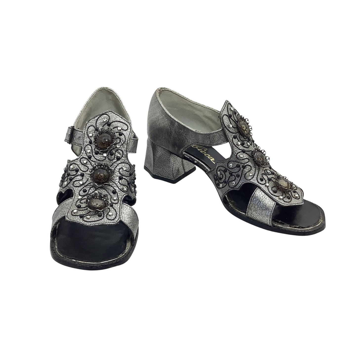 Vintage 1970s Sbicca Embellished Strappy Heels