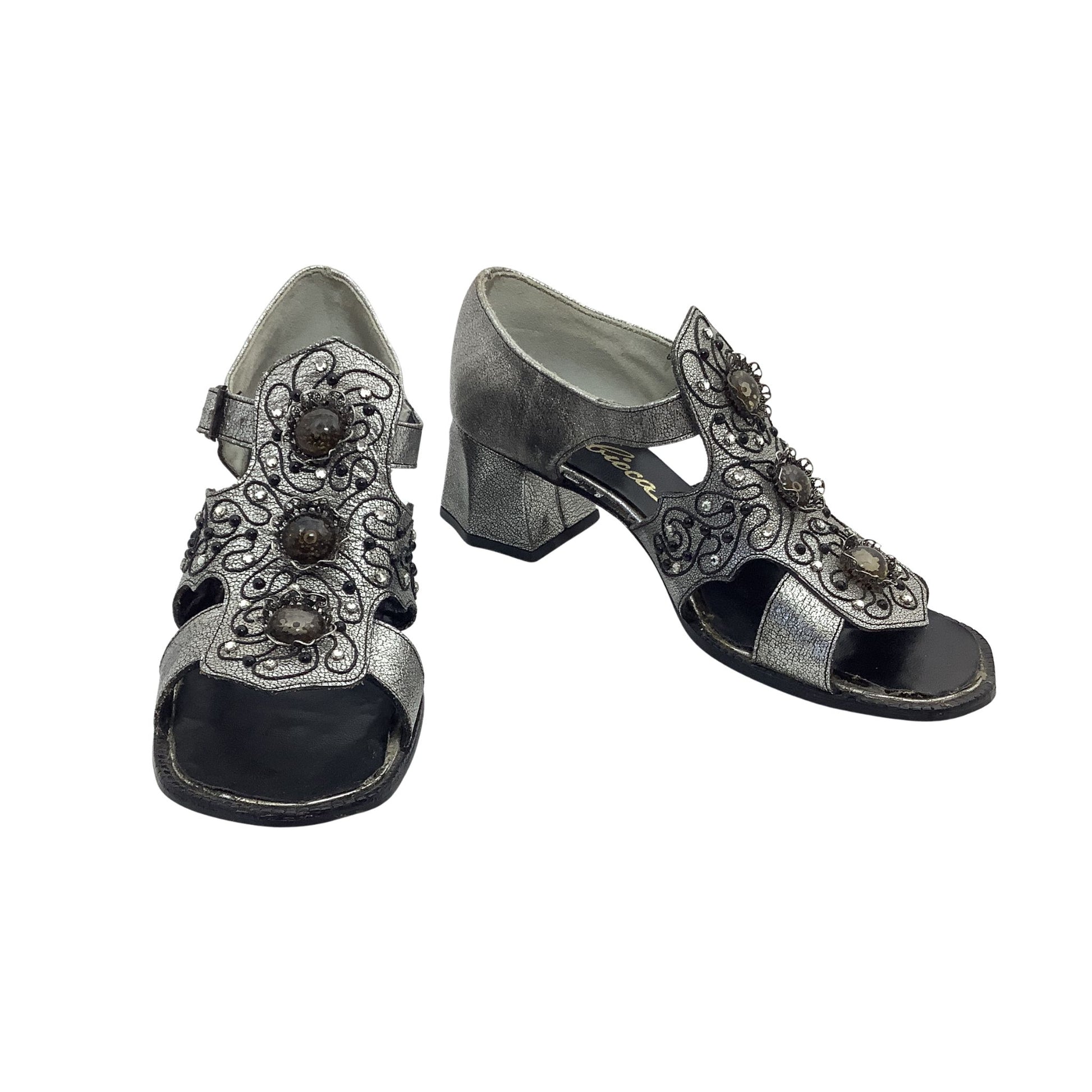 Vintage 1970s Sbicca Embellished Strappy Heels